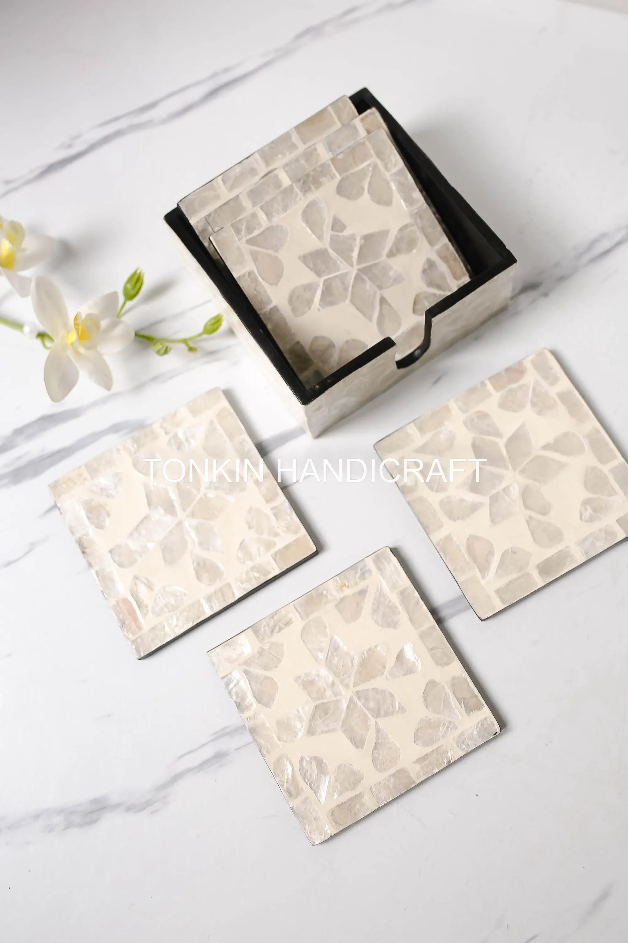 PERSONALIZED Mother of Pearl Coasters 3