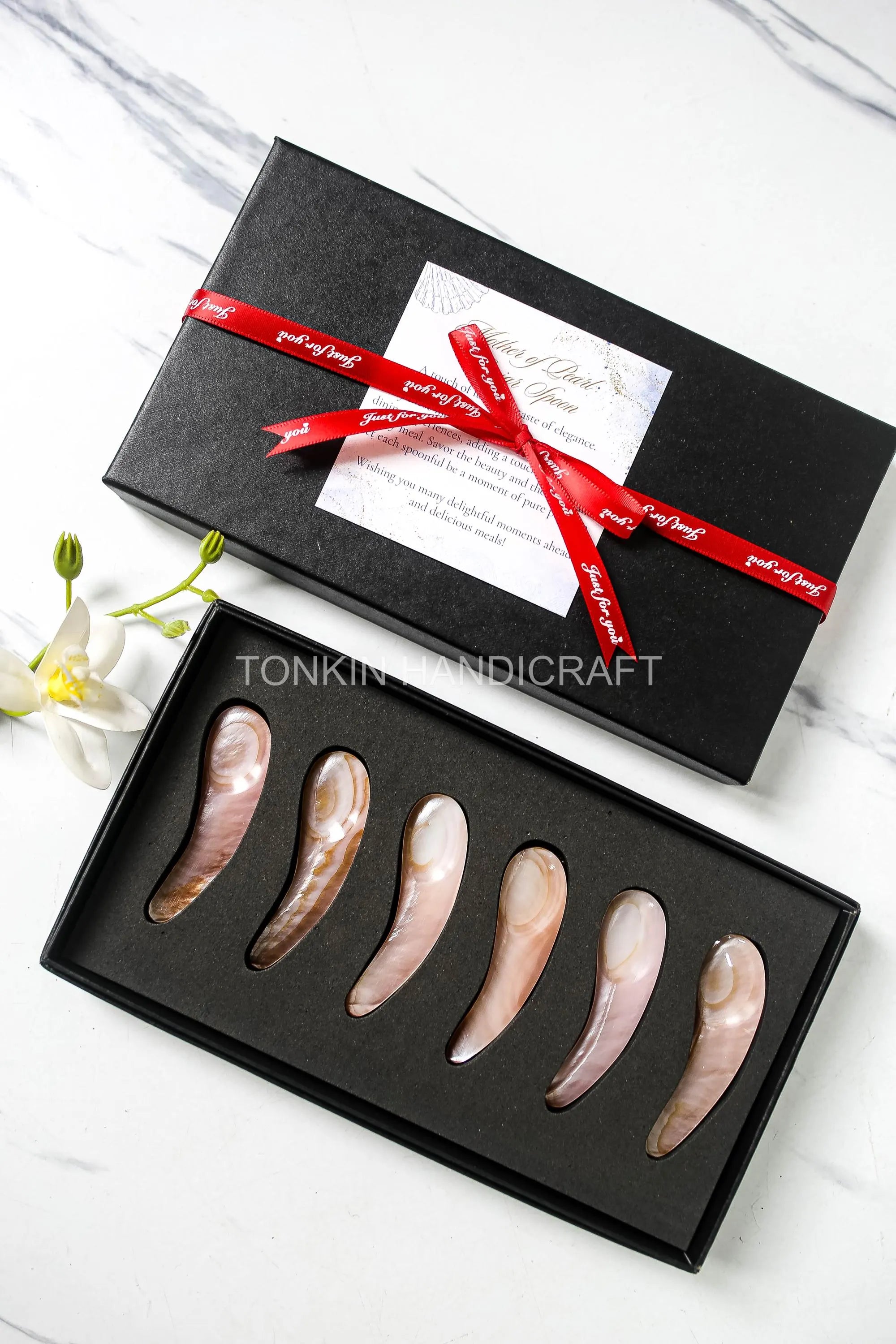 Personalized Set 6 Moo Mother of Pearl Caviar Spoon Gift Set