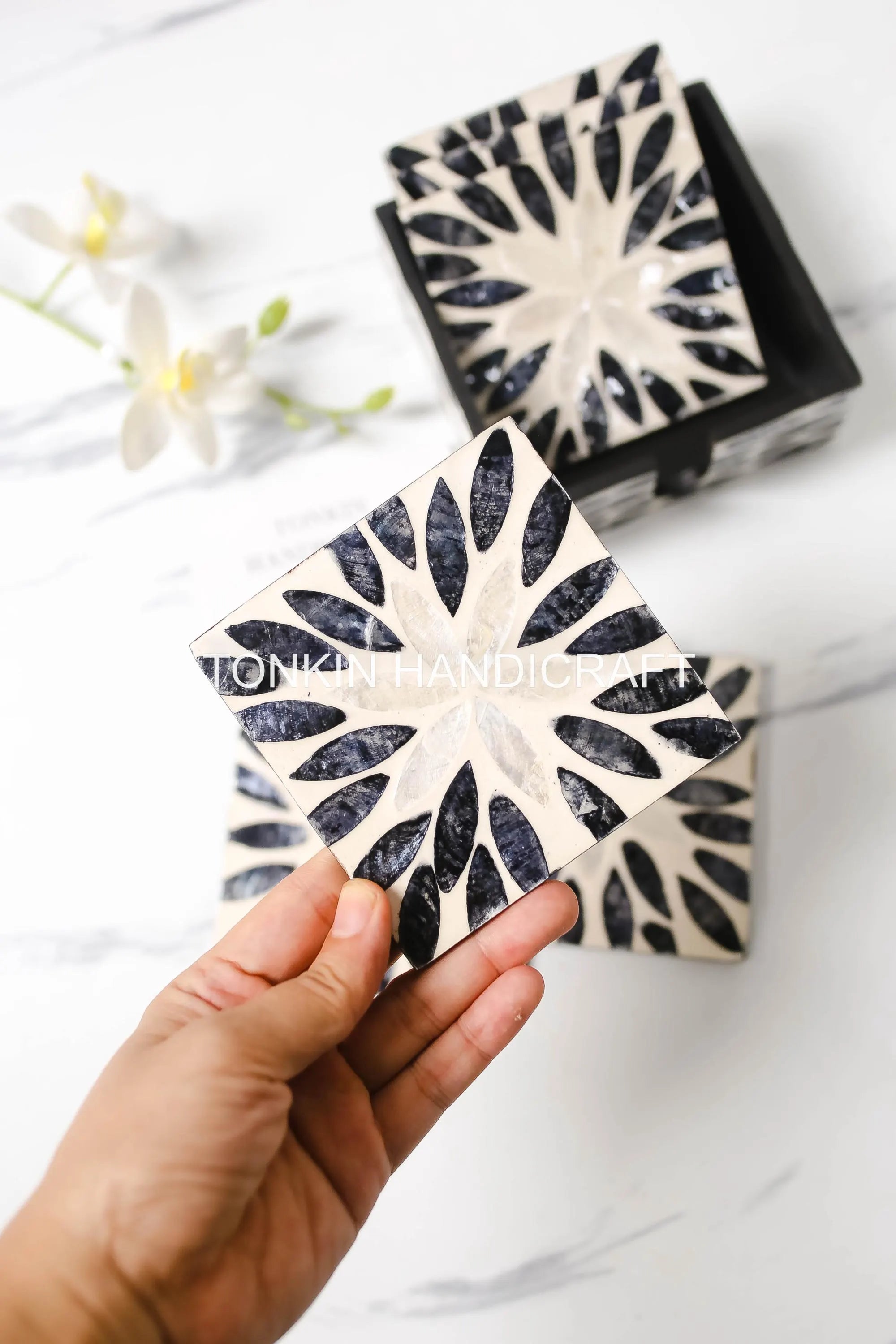 PERSONALIZED Mother of Pearl Coasters 4