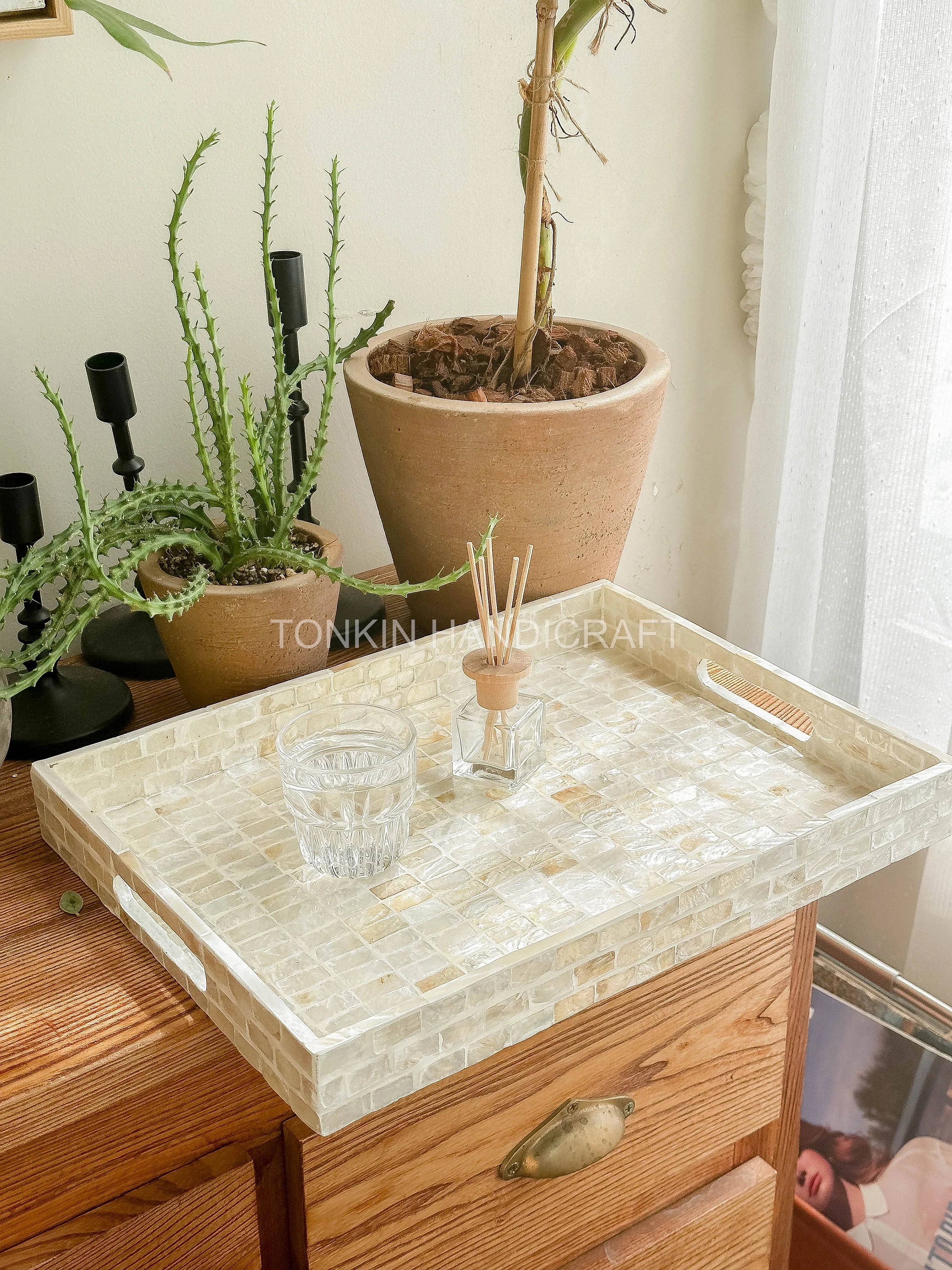 Mother of Pearl Tray With Handle 1