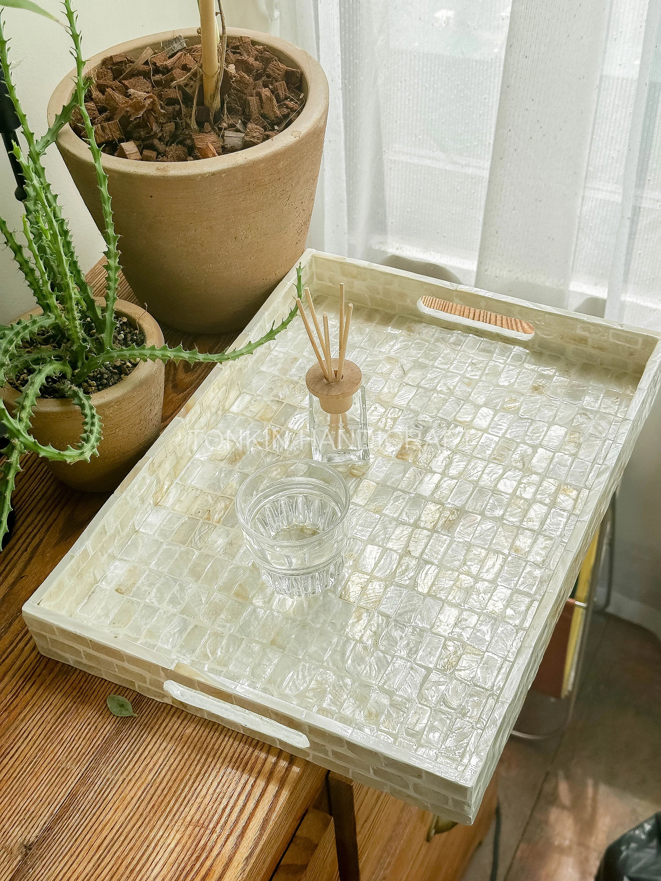 Mother of Pearl Tray With Handle 1