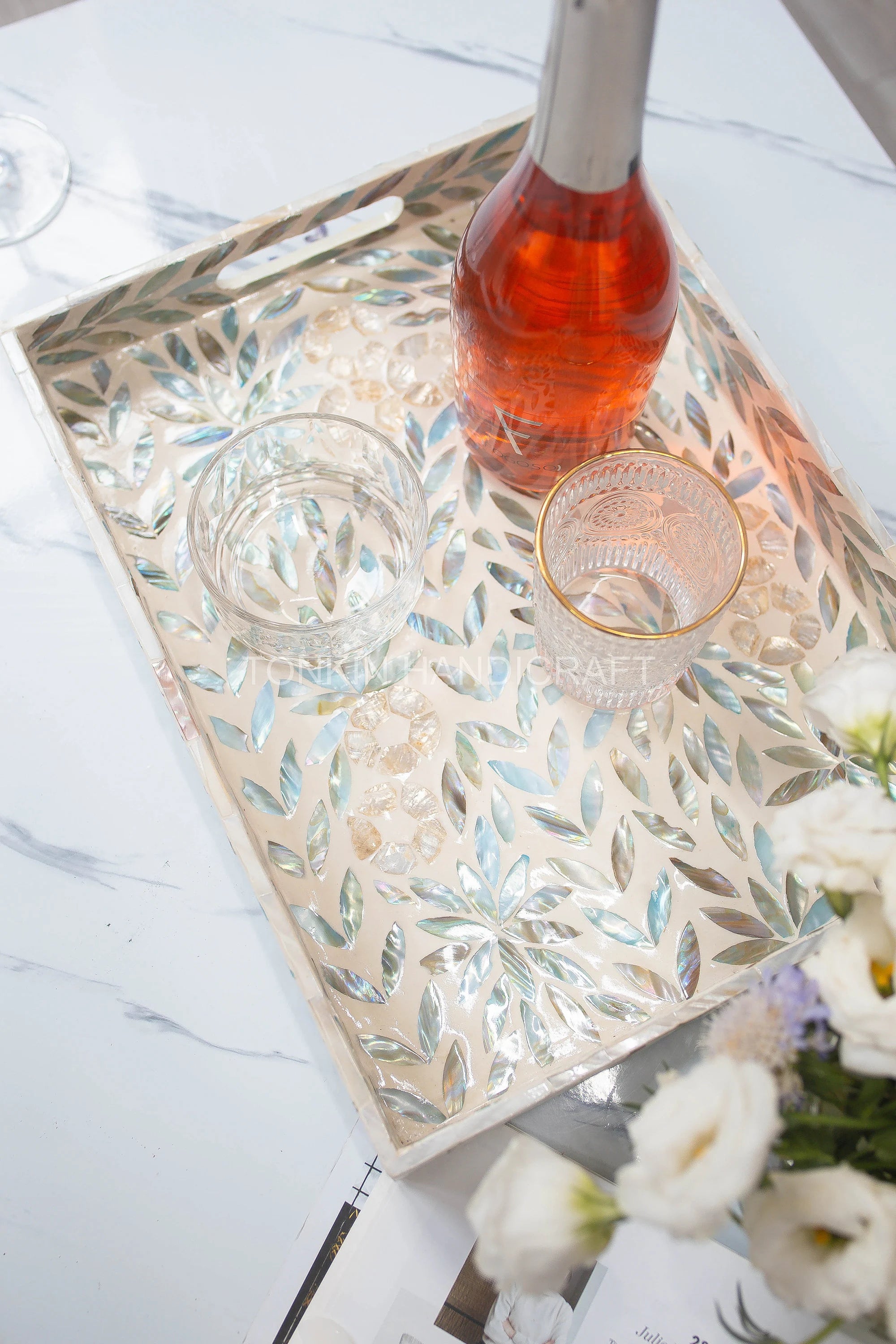 Mother of Pearl Tray With Handle 2