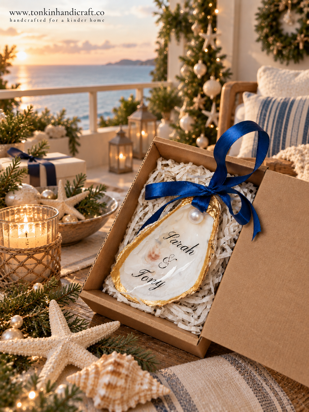 Personalized Summer Anniversary Oyster Ornament