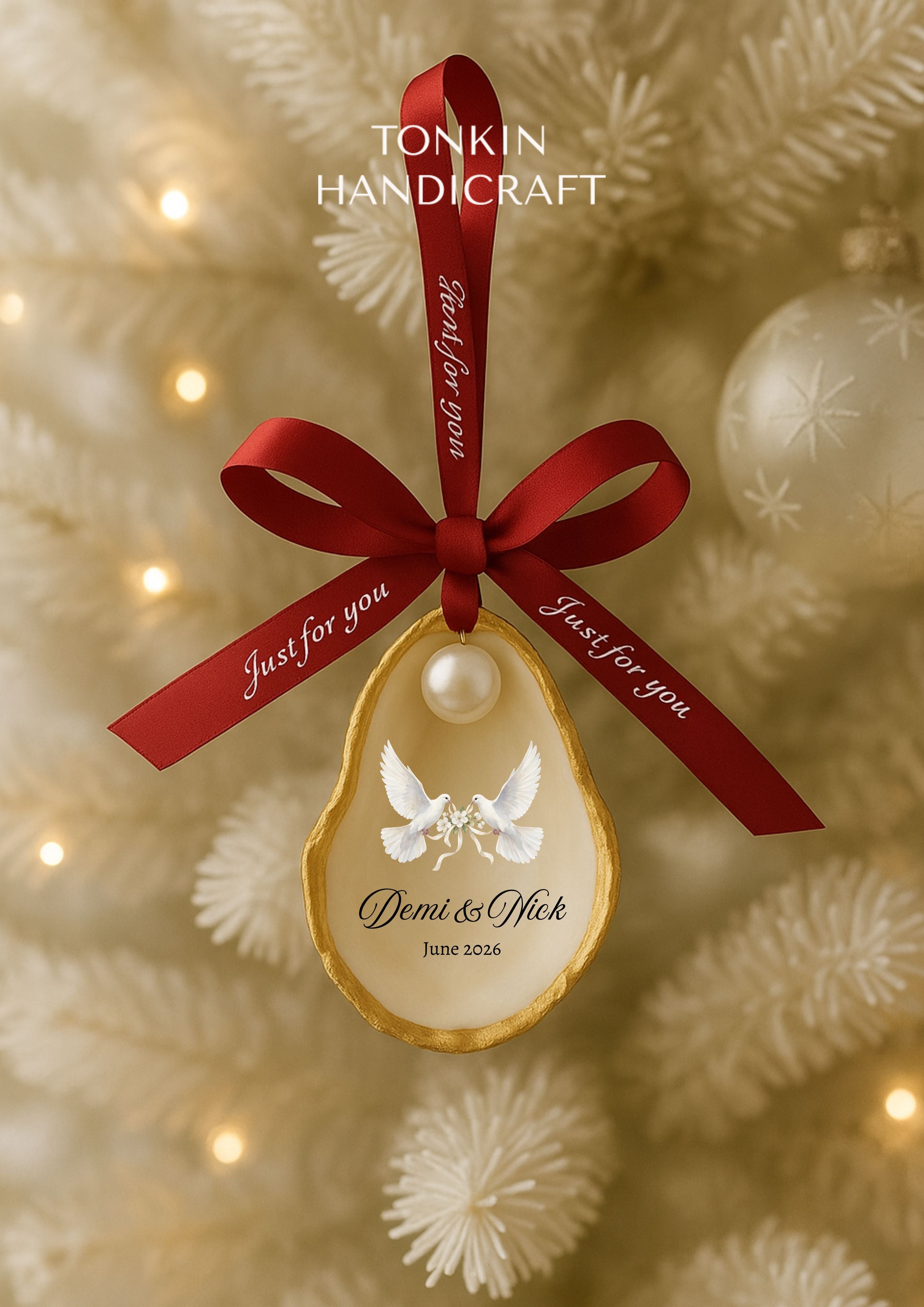Personalized Engagement Oyster Ornament