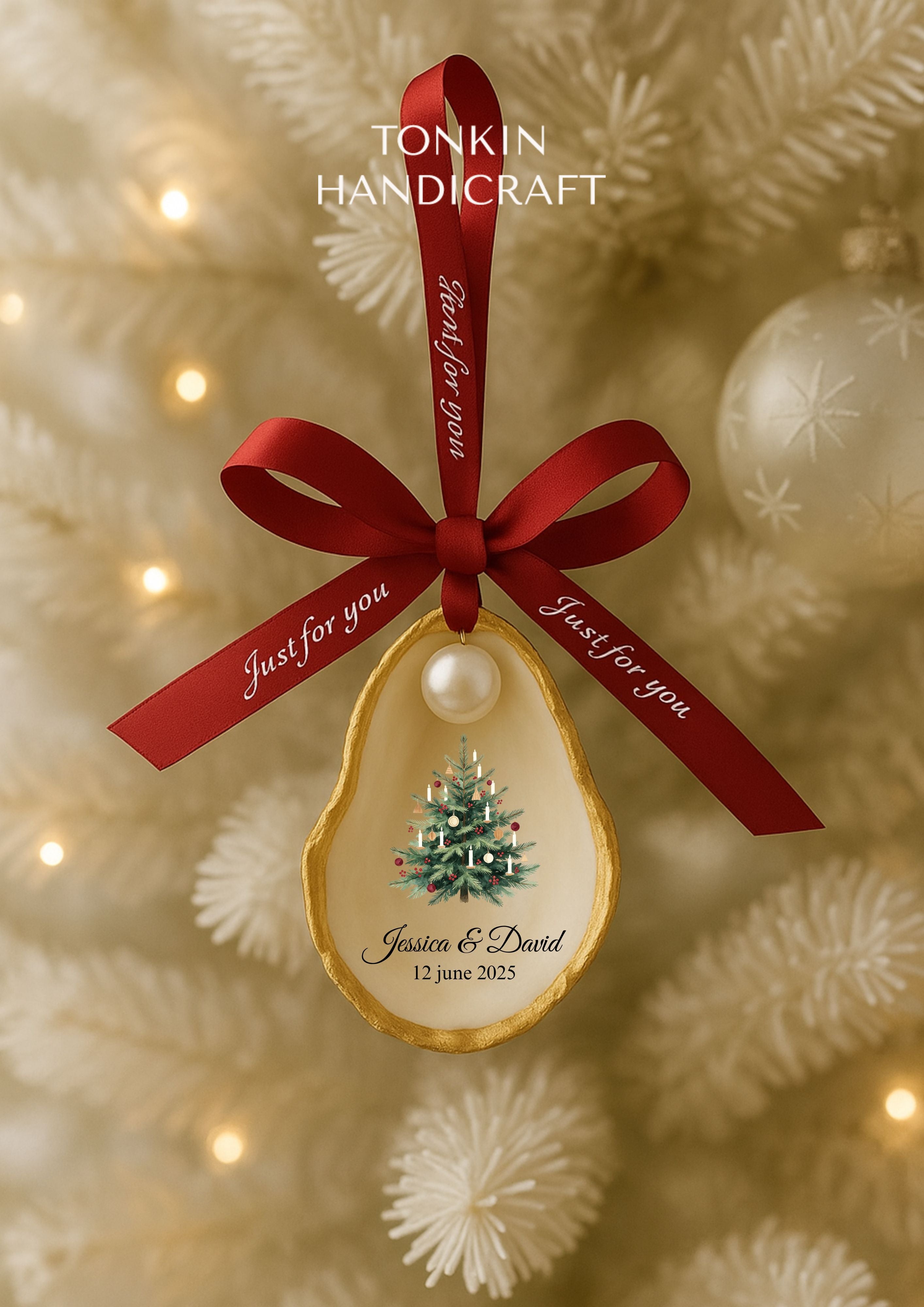 Personalized Christmas Tree Oyster Ornament