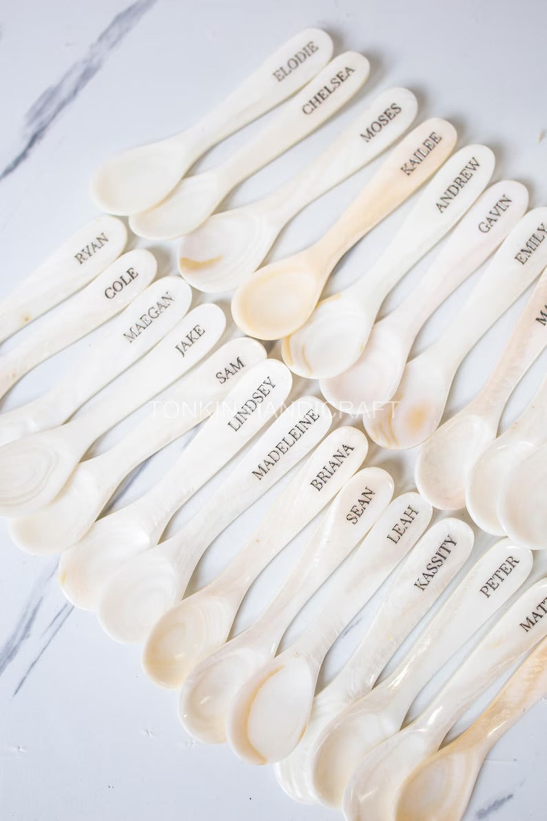 Bulk 500 Personalized Mother of Pearl Caviar Spoons - TONKIN HANDICRAFT