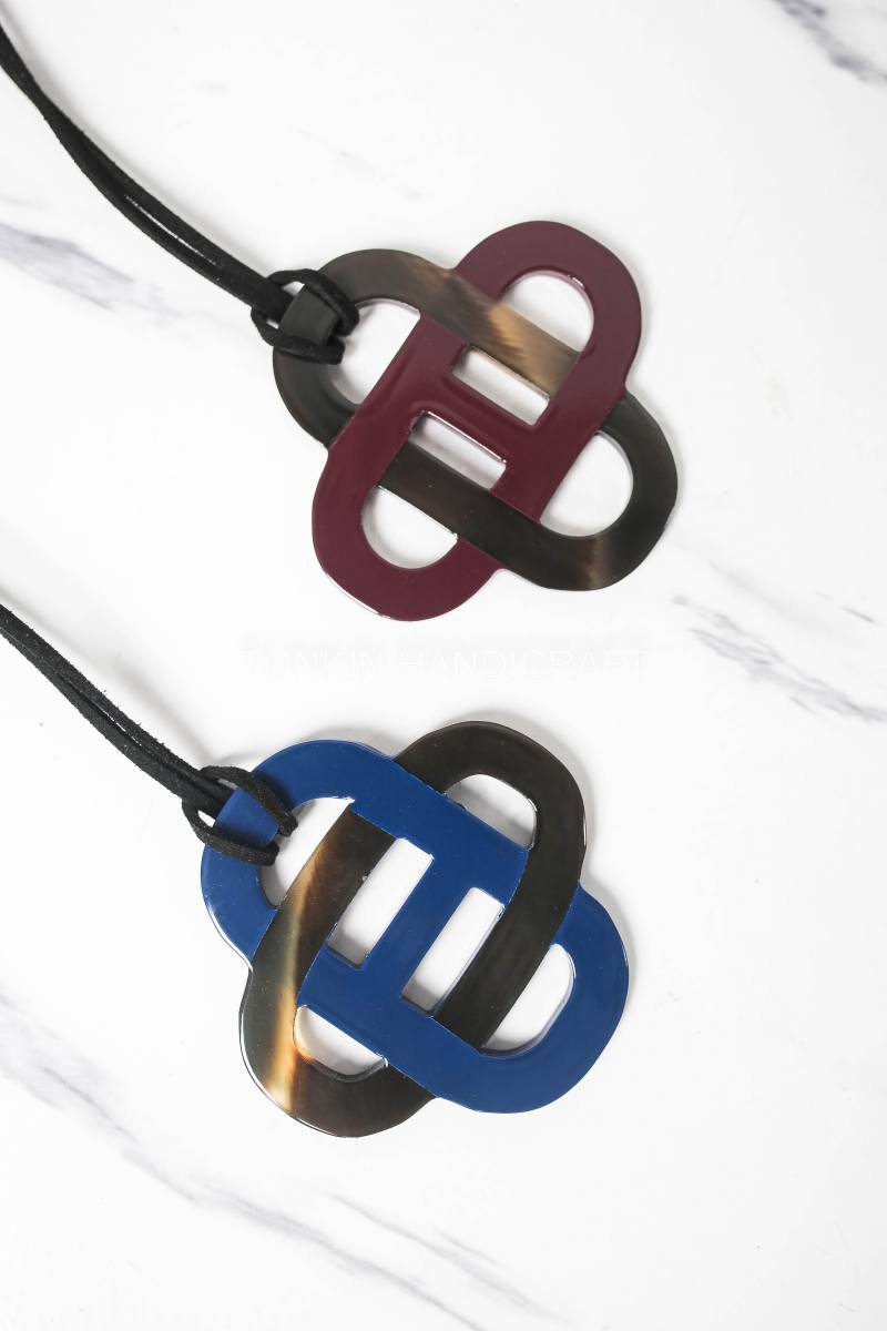 Buffalo Horn Necklace Suede Leather String