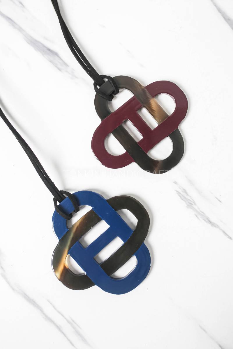 Buffalo Horn Necklace Suede Leather String