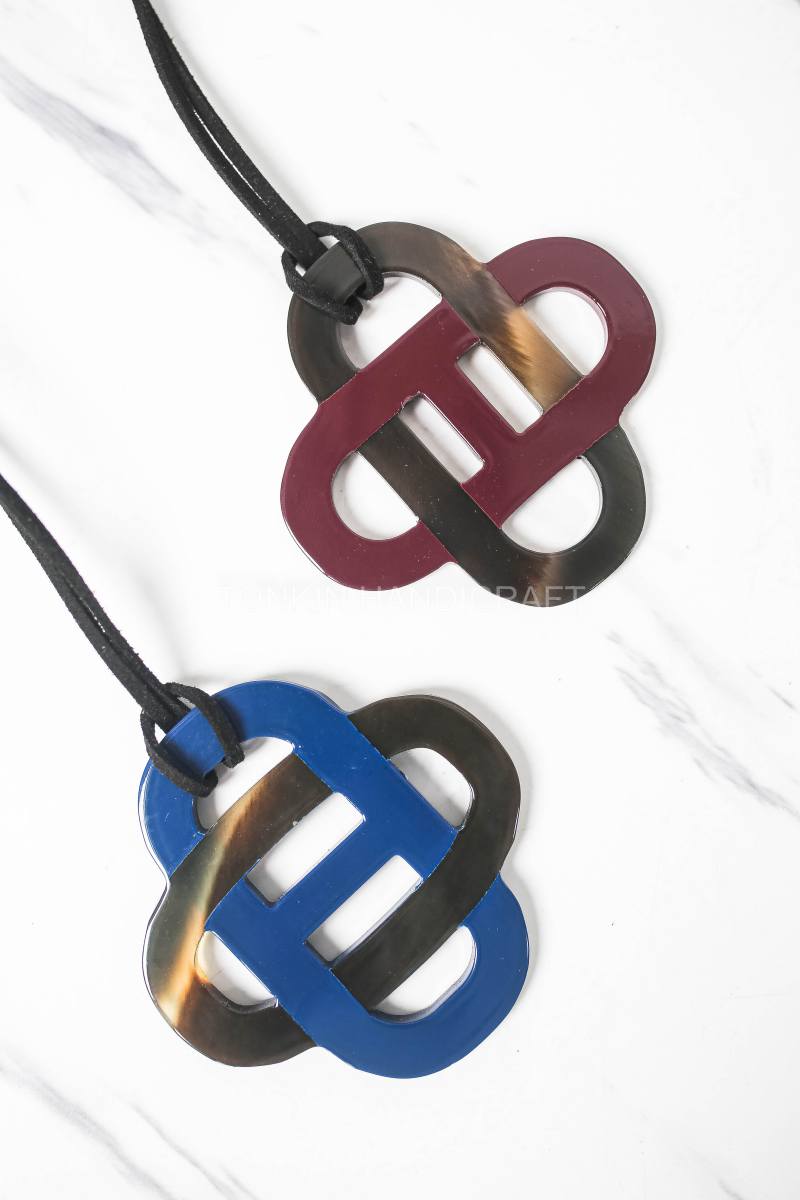 Buffalo Horn Necklace Suede Leather String