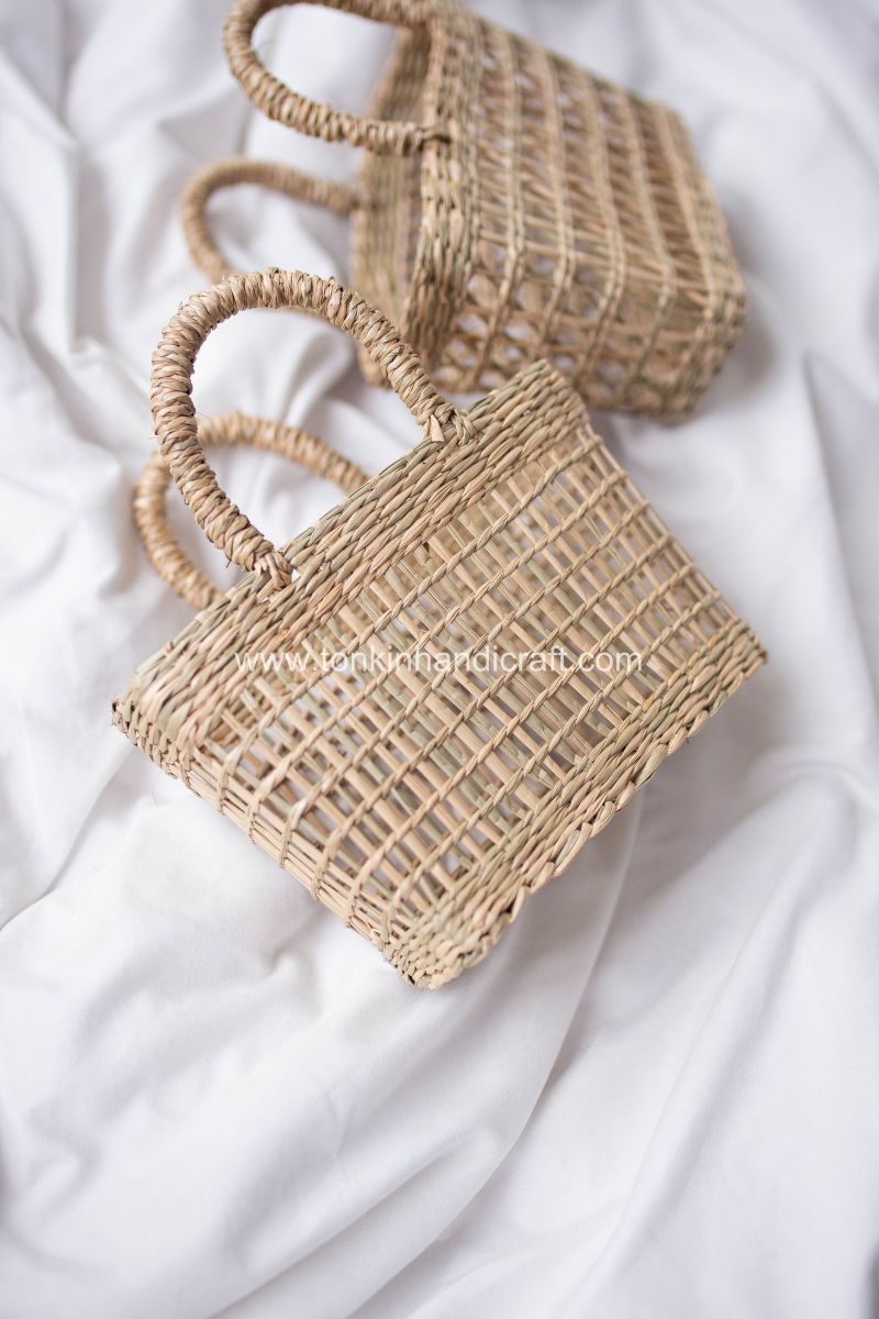 Bin Seagrass natural weave Baskets with handle for Baby - TONKIN HANDICRAFT