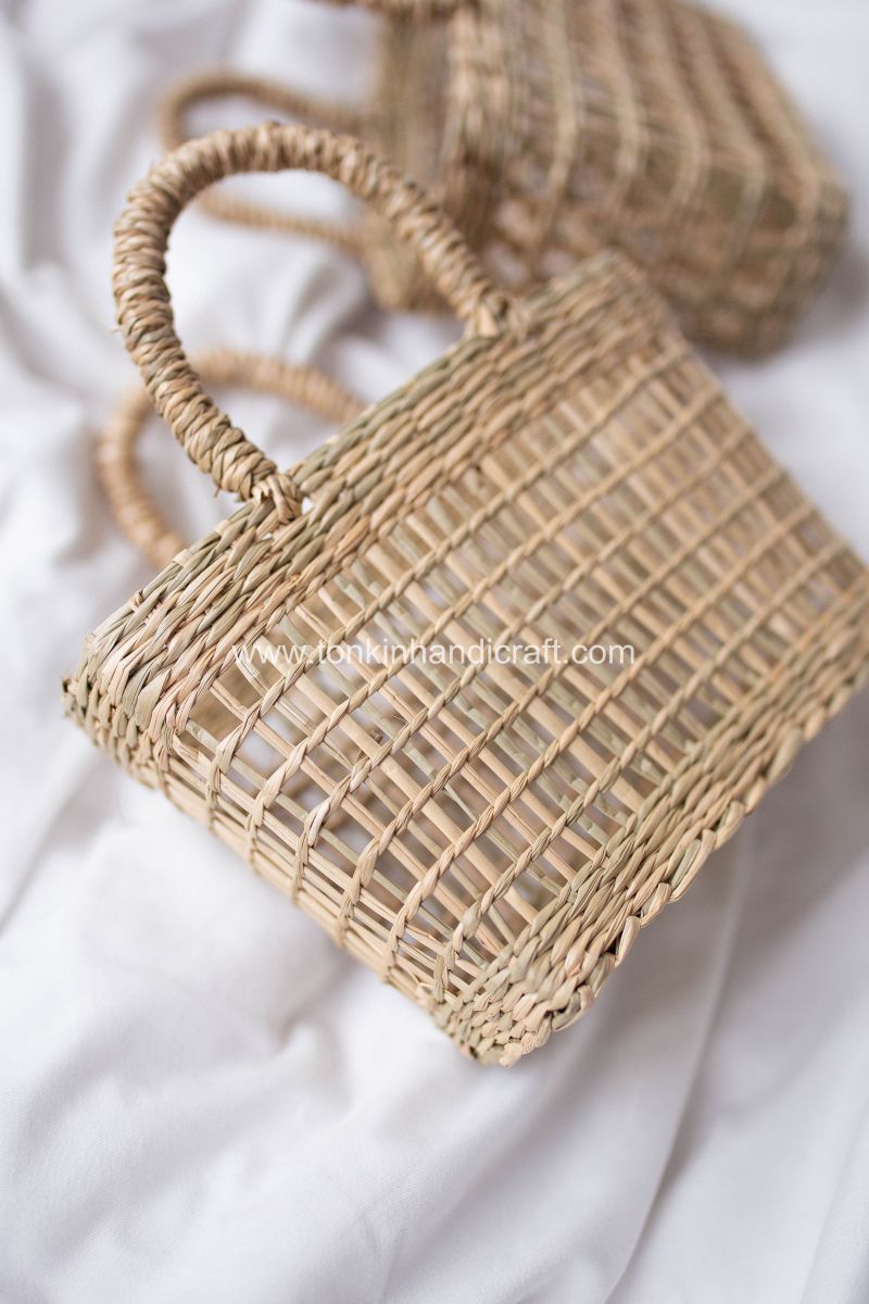 Bin Seagrass natural weave Baskets with handle for Baby - TONKIN HANDICRAFT