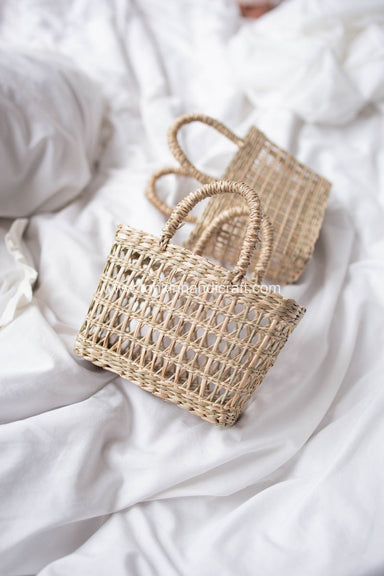 Bin Seagrass natural weave Baskets with handle for Baby - TONKIN HANDICRAFT