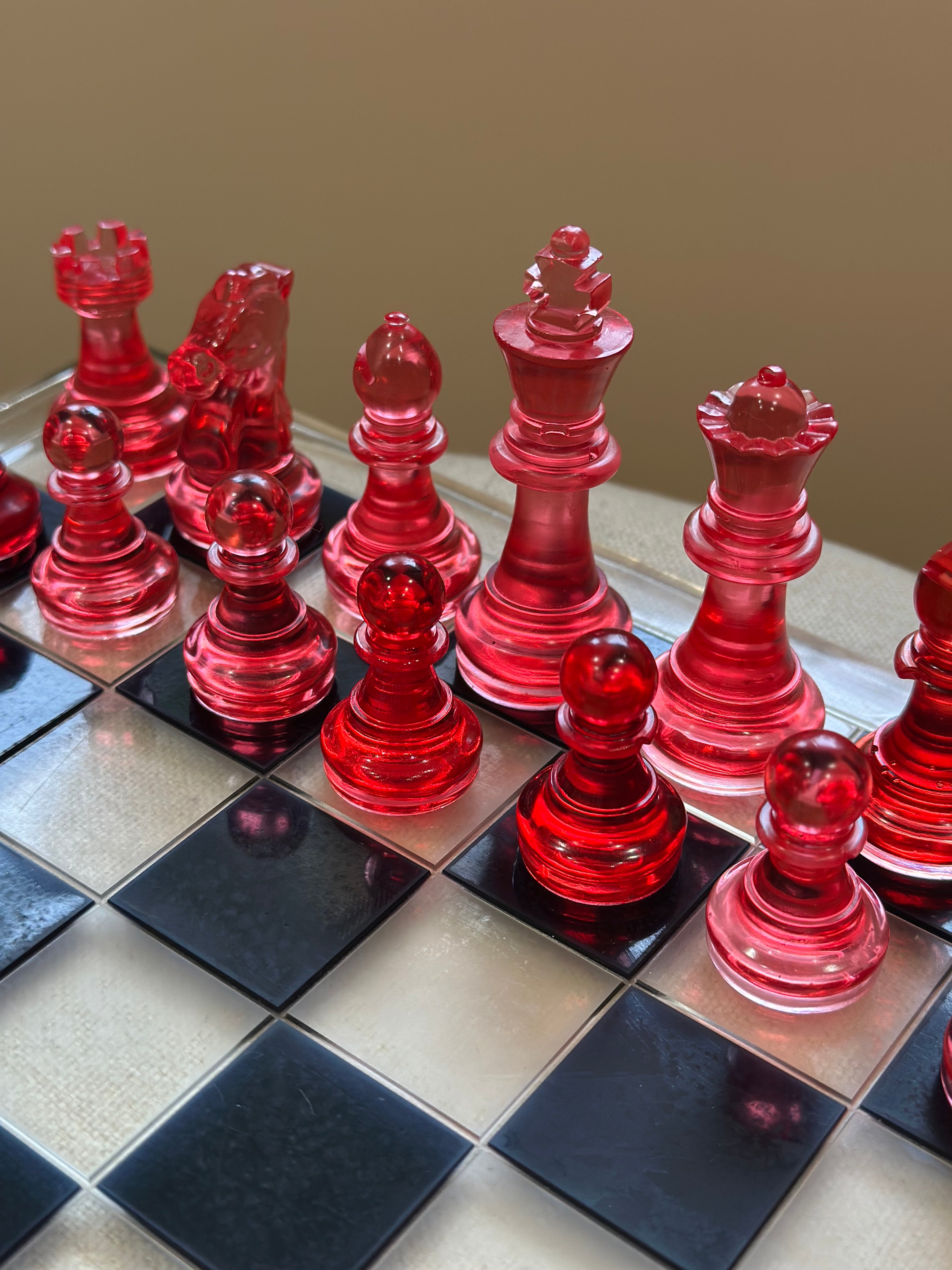 Red Resin Chess Set