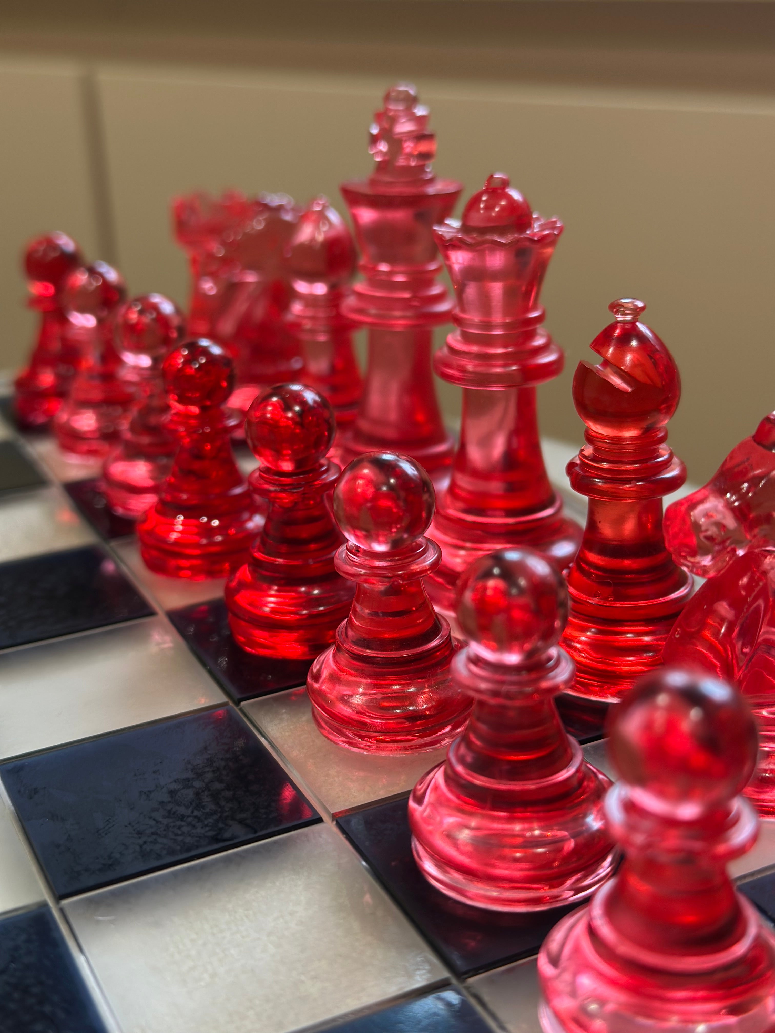 Red Resin Chess Set