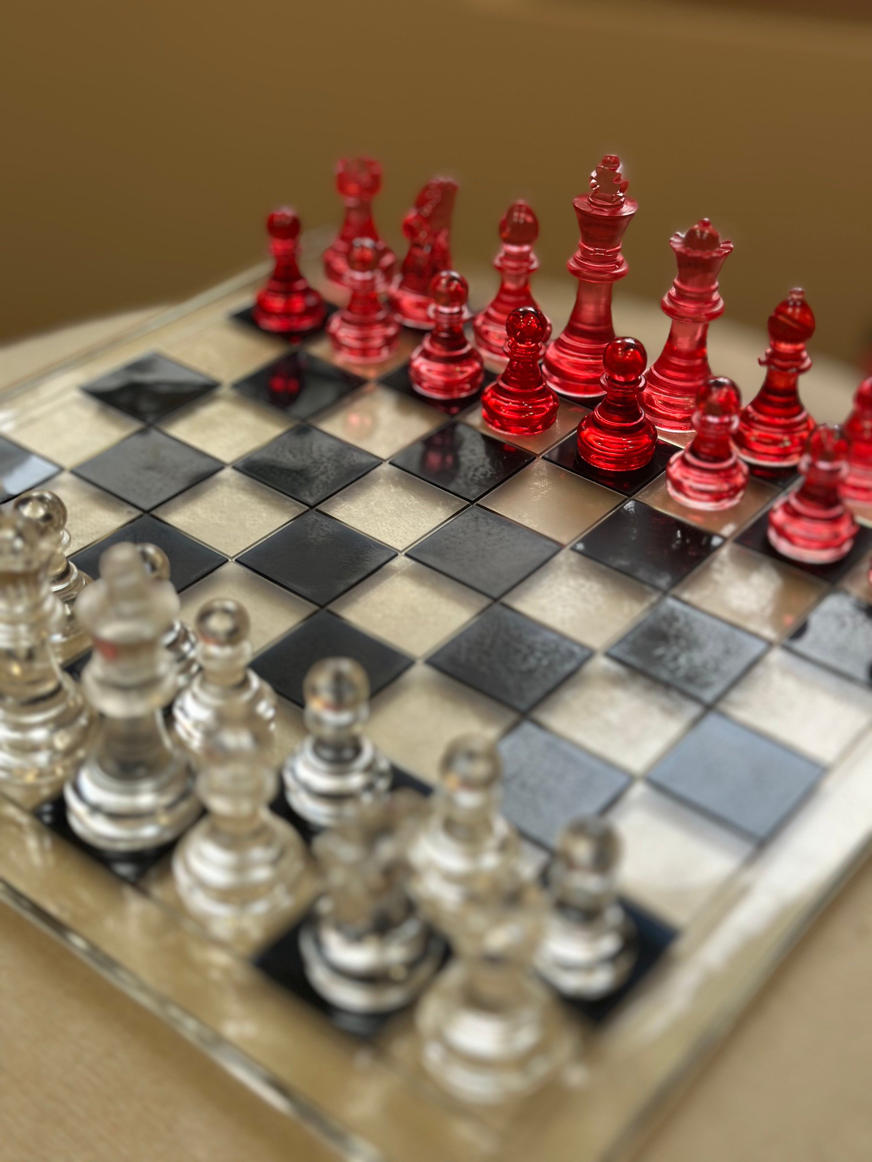 Red Resin Chess Set
