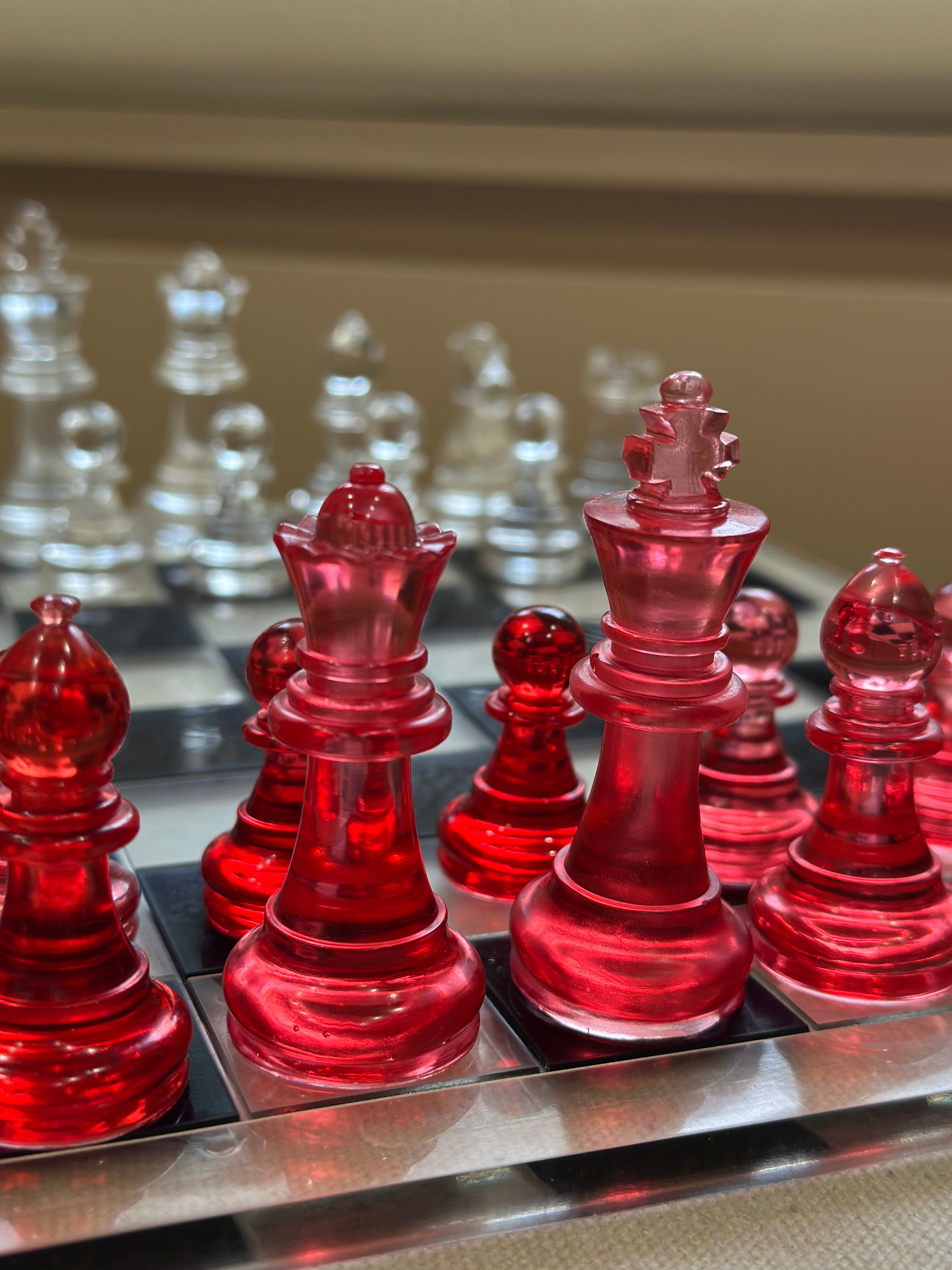 Red Resin Chess Set