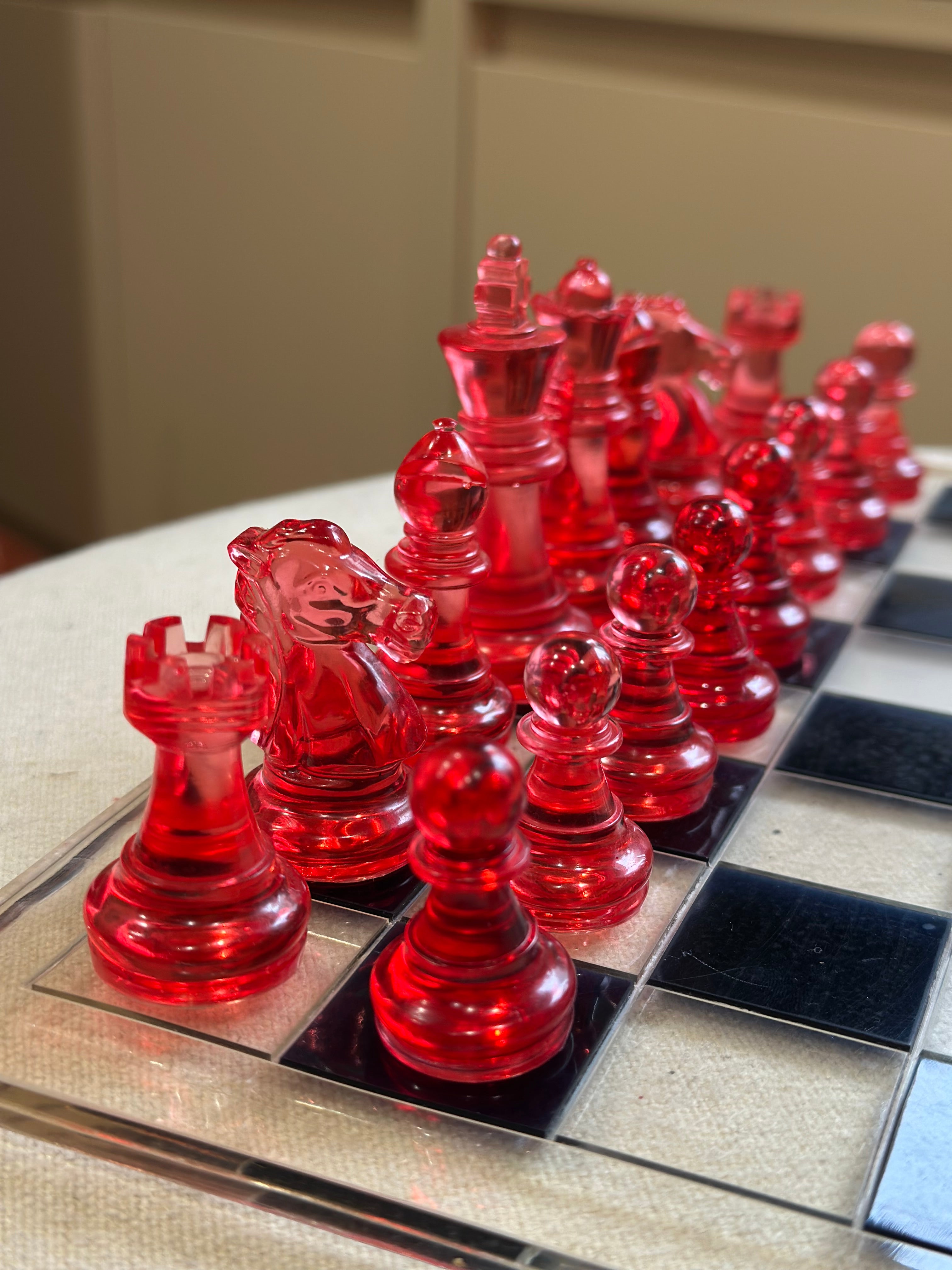 Red Resin Chess Set