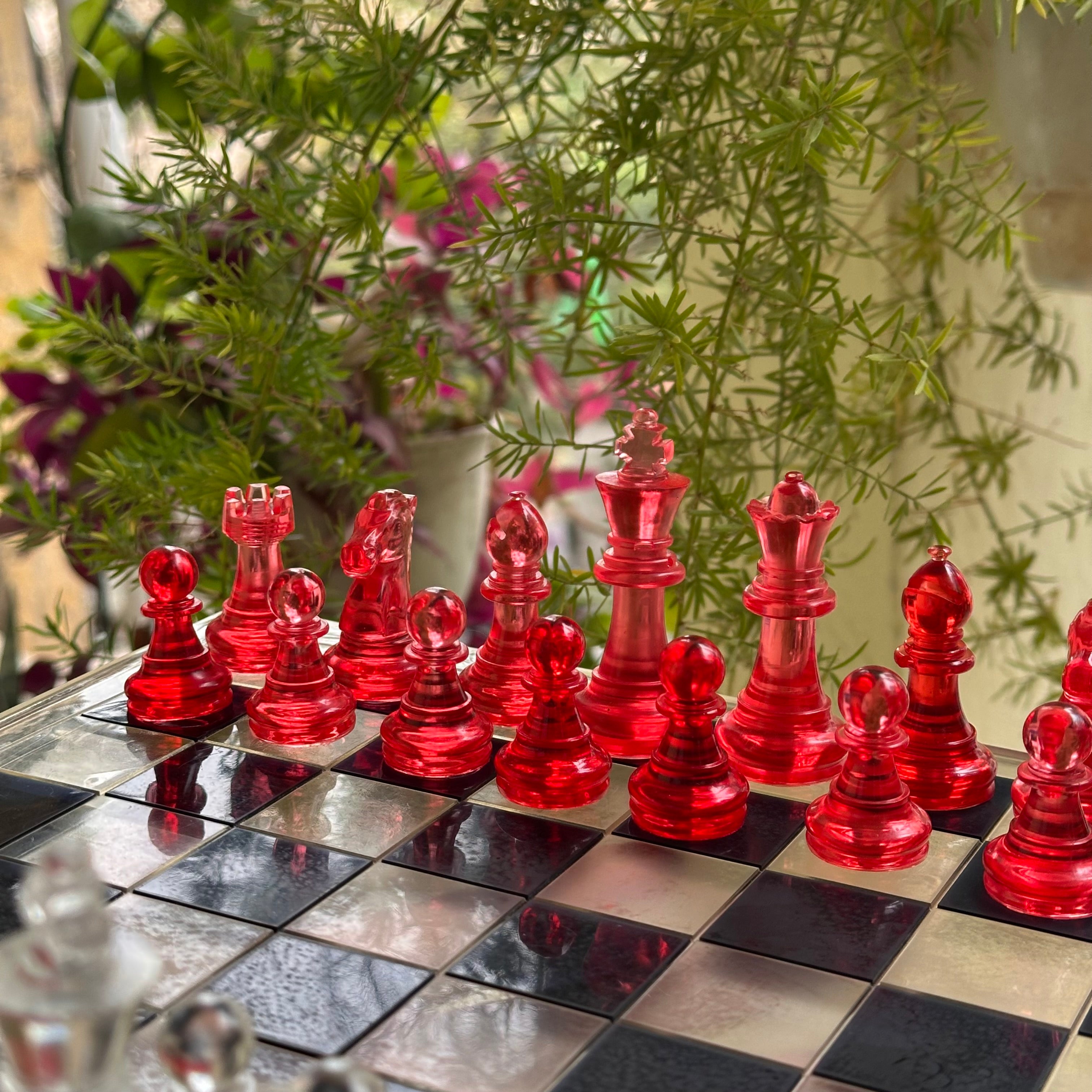 Red Resin Chess Set