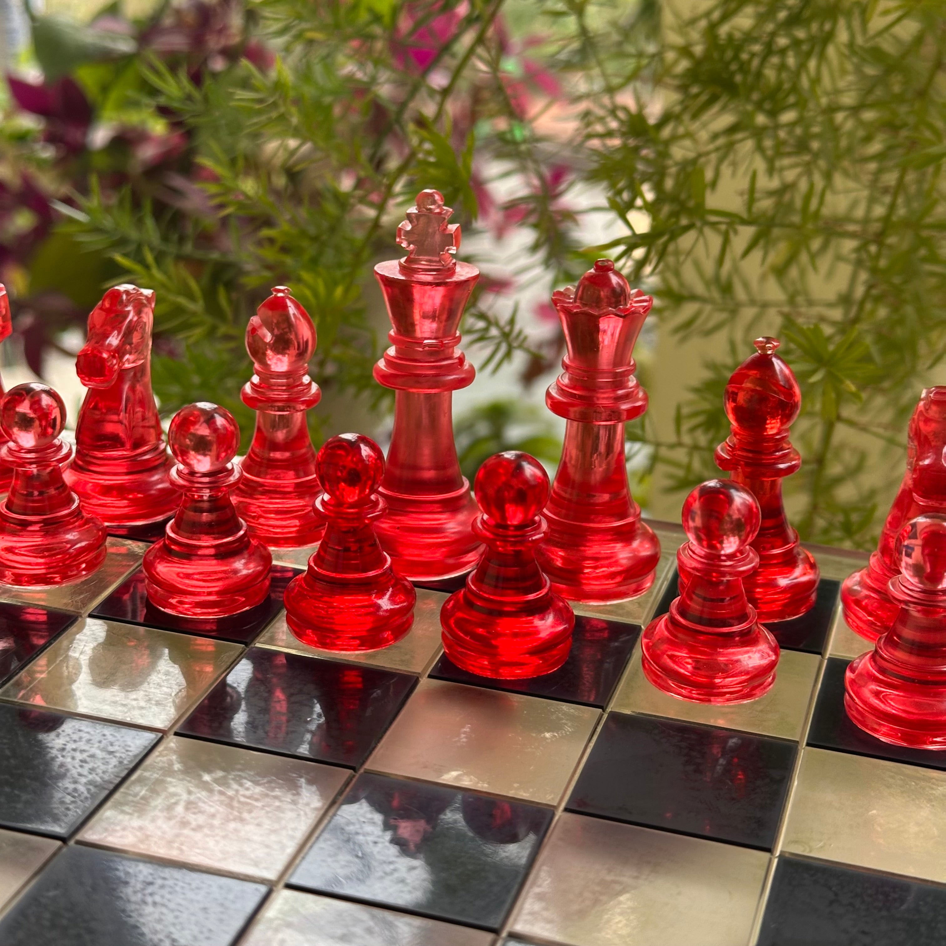 Red Resin Chess Set