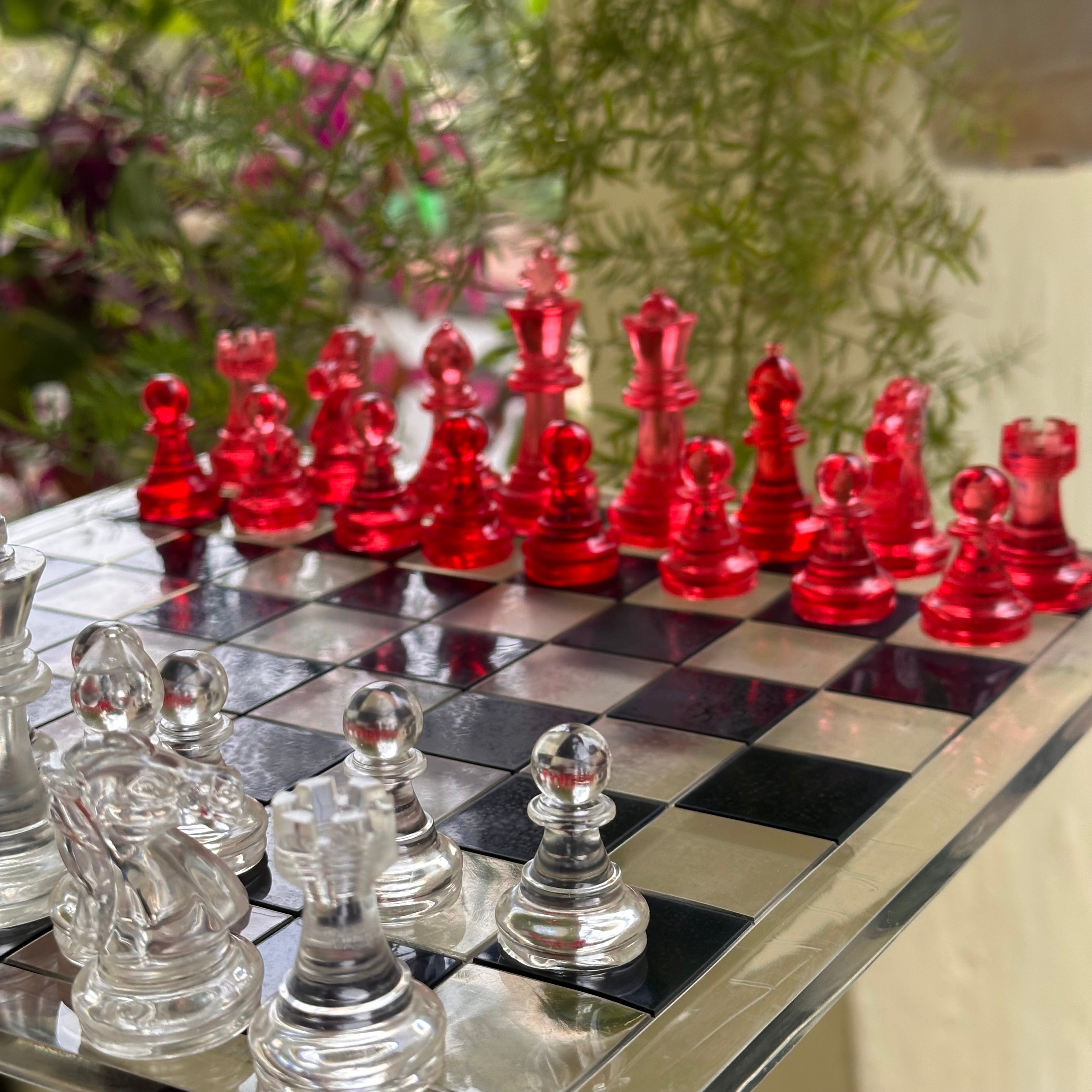 Red Resin Chess Set