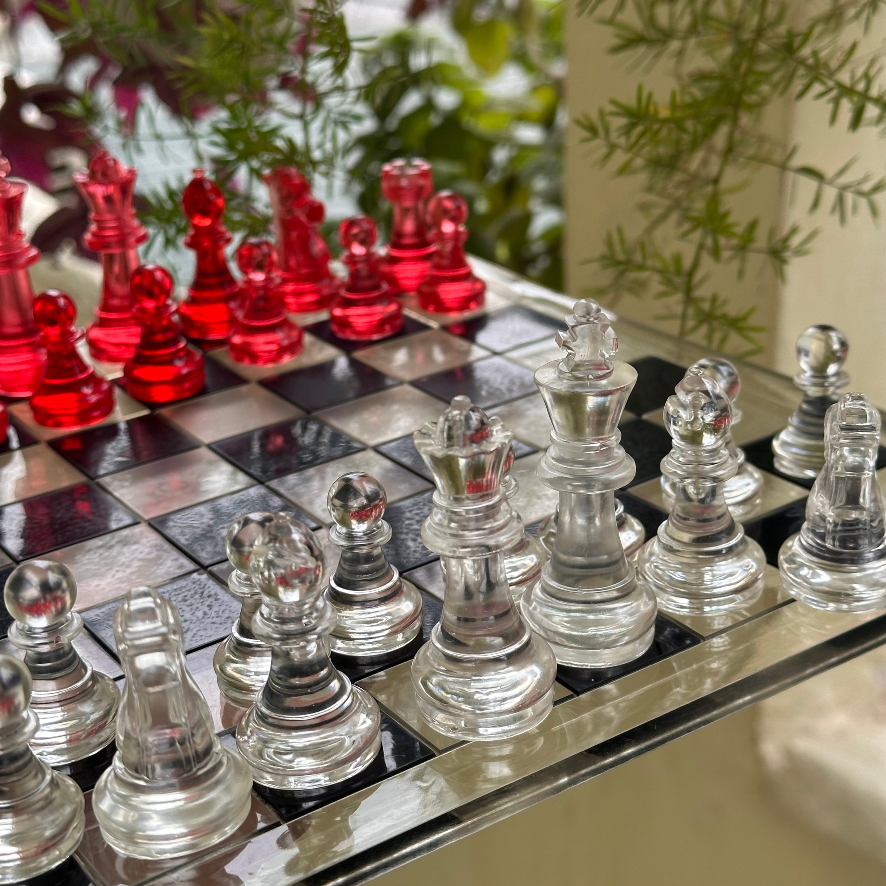 Red Resin Chess Set