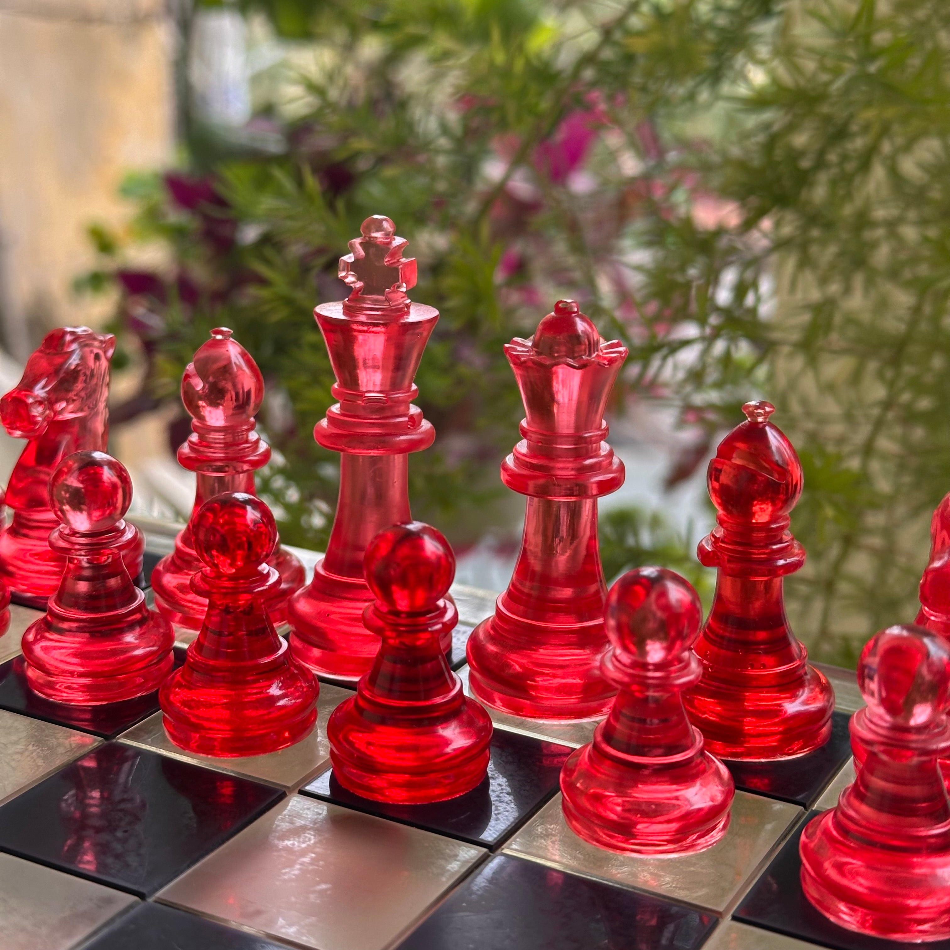 Red Resin Chess Set