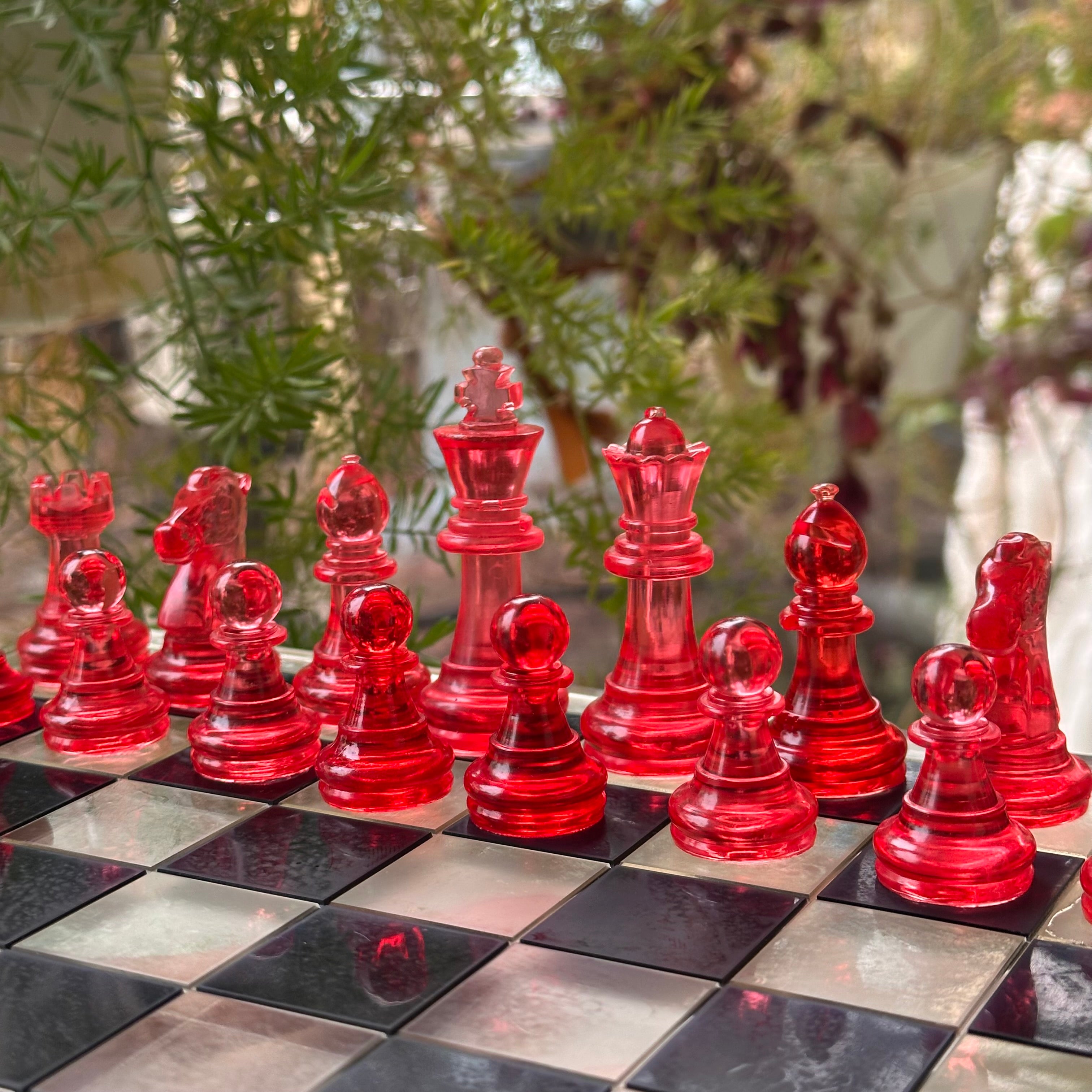 Red Resin Chess Set