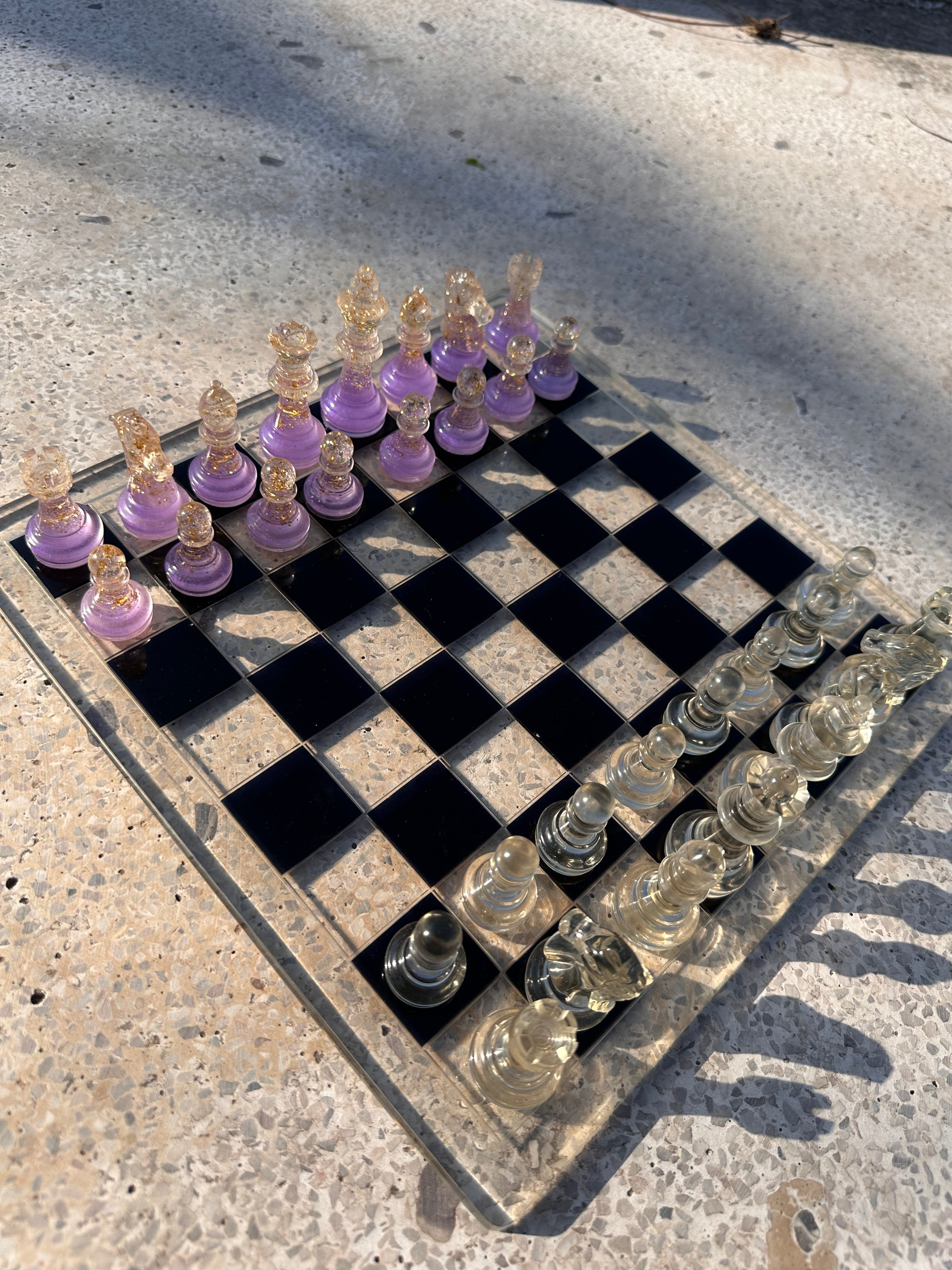Lilac Purple Resin Chess Set