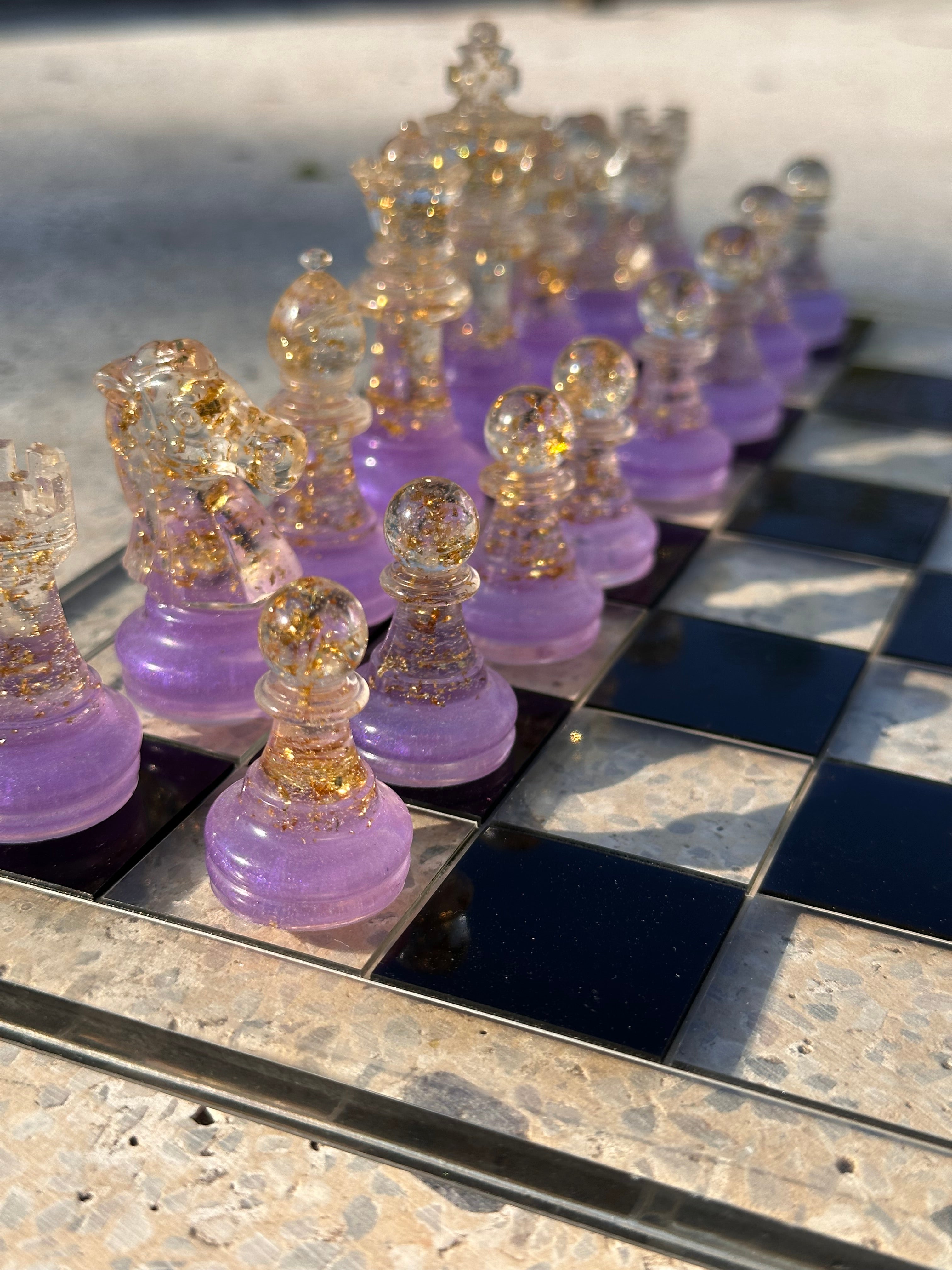 Lilac Purple Resin Chess Set