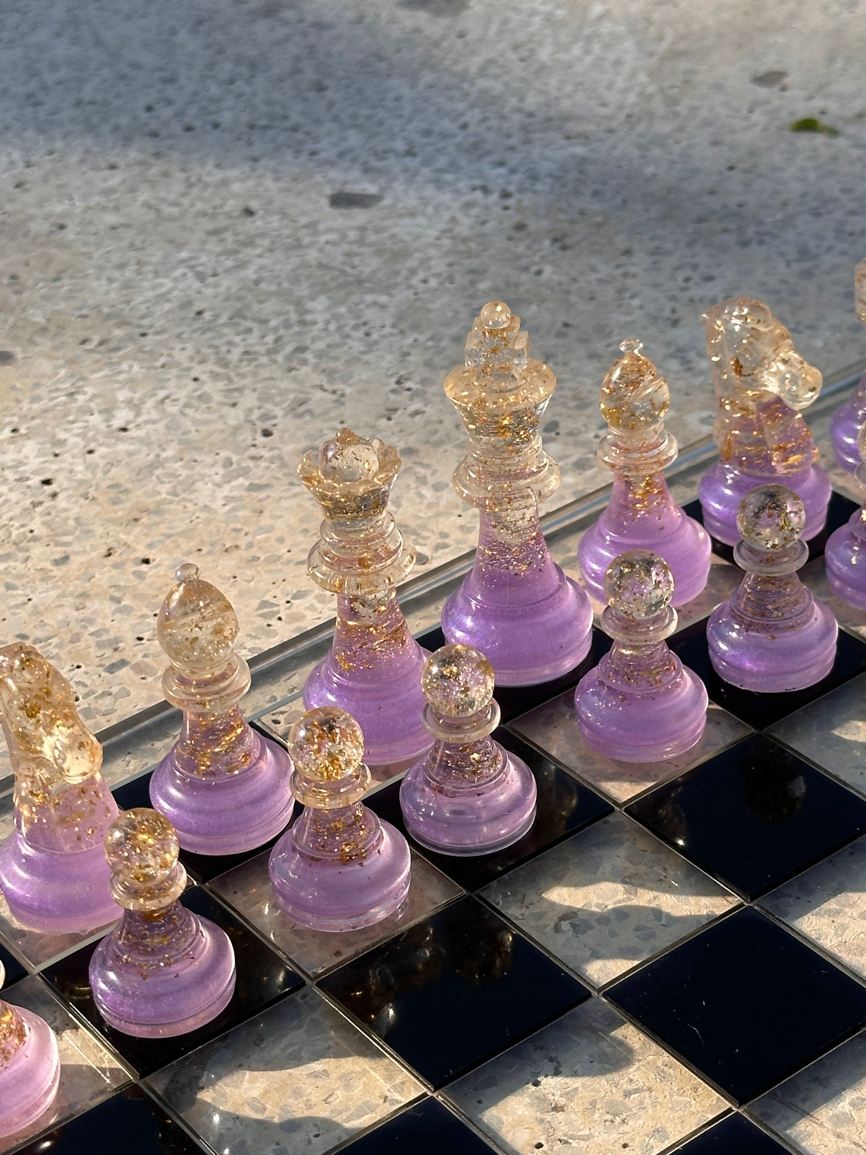 Lilac Purple Resin Chess Set