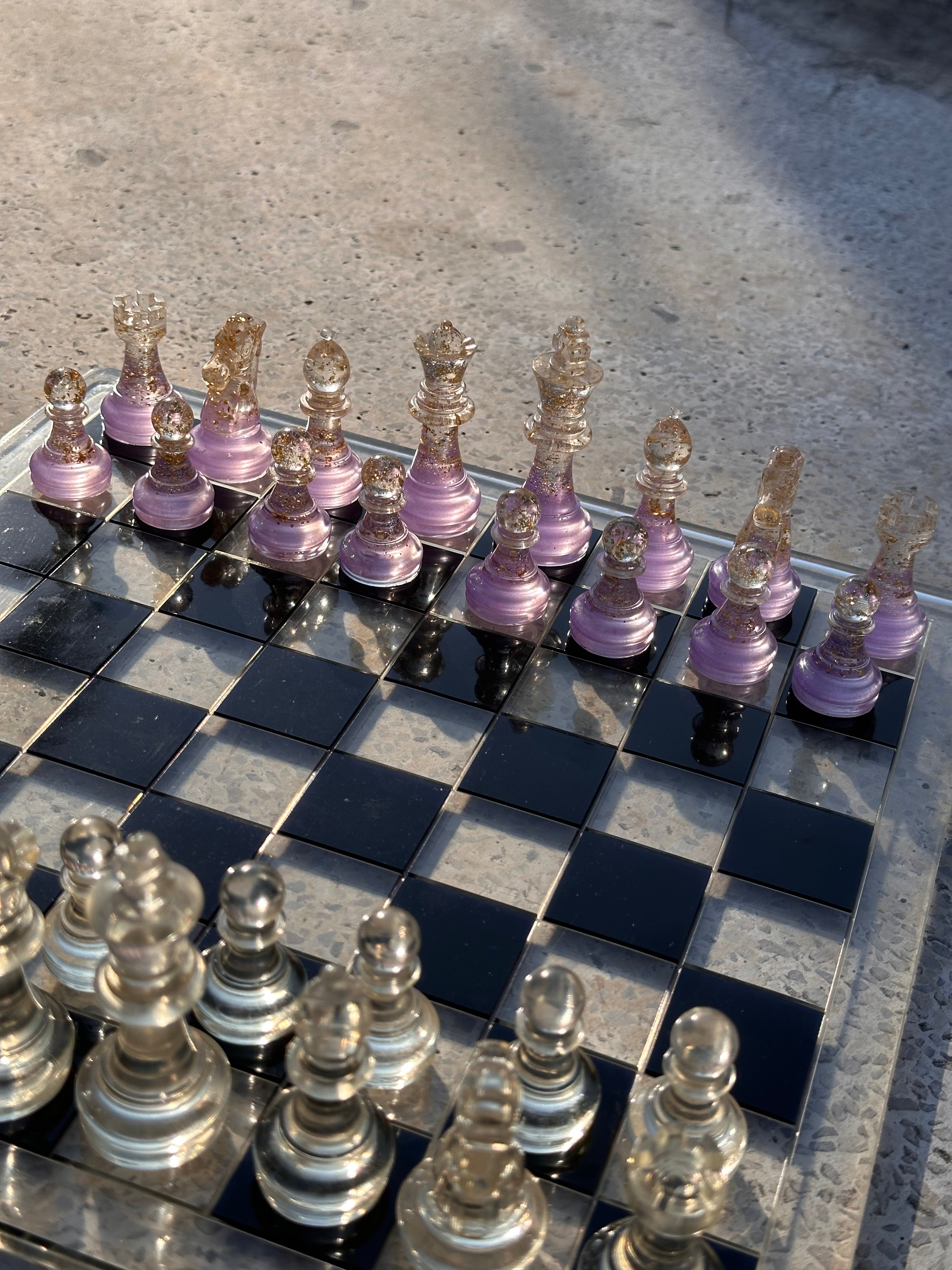 Lilac Purple Resin Chess Set