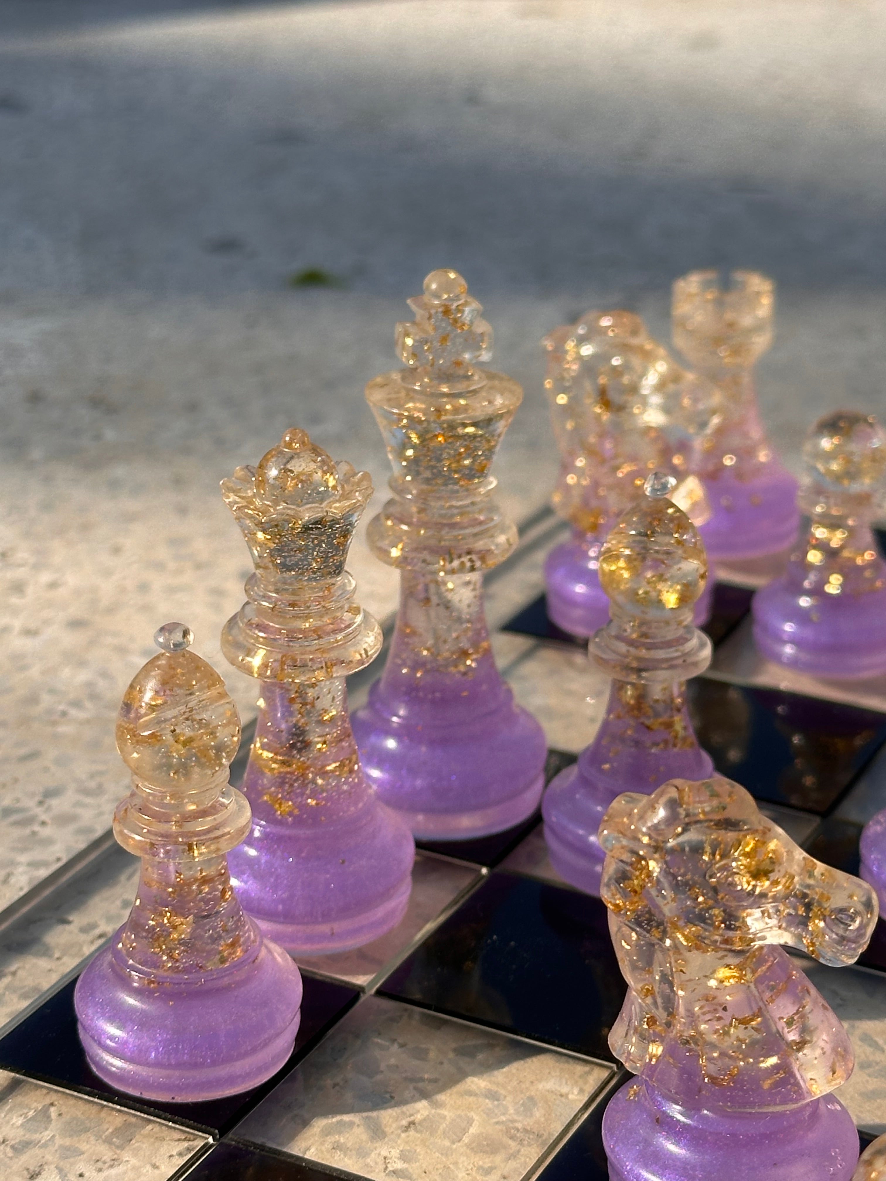 Lilac Purple Resin Chess Set