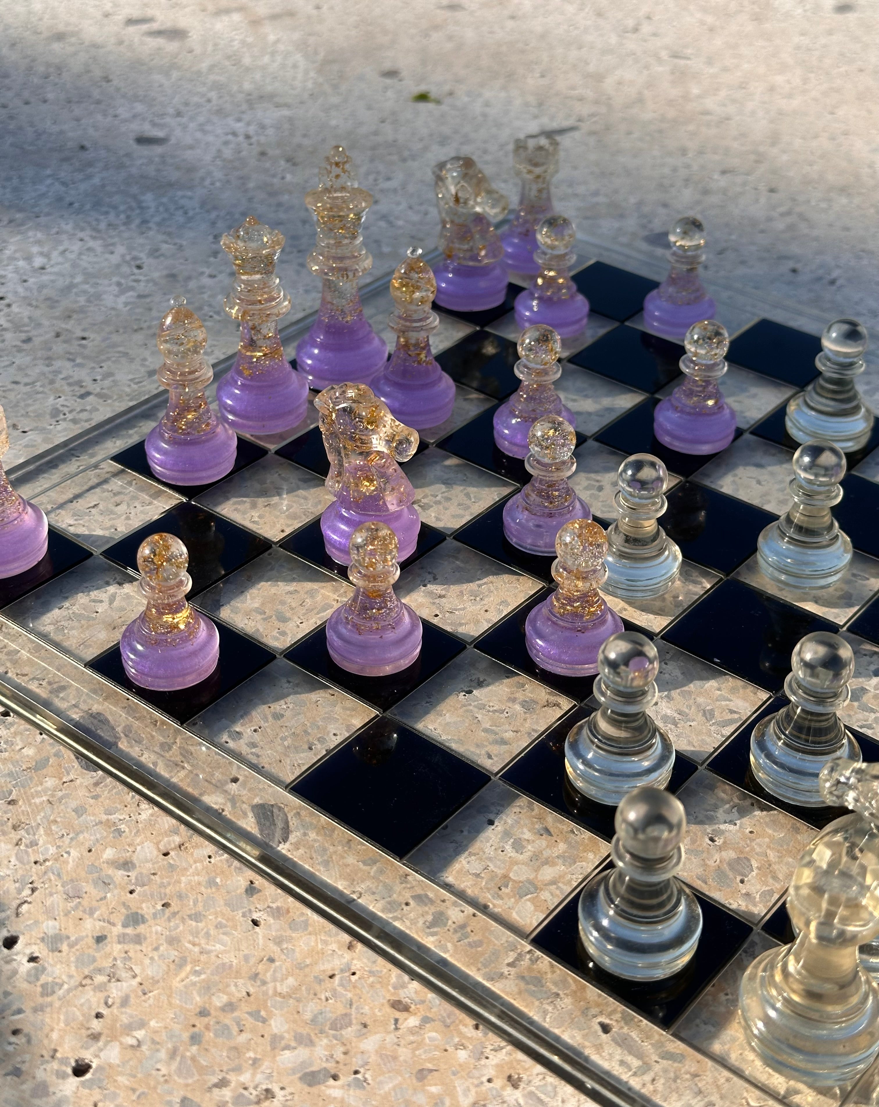 Lilac Purple Resin Chess Set