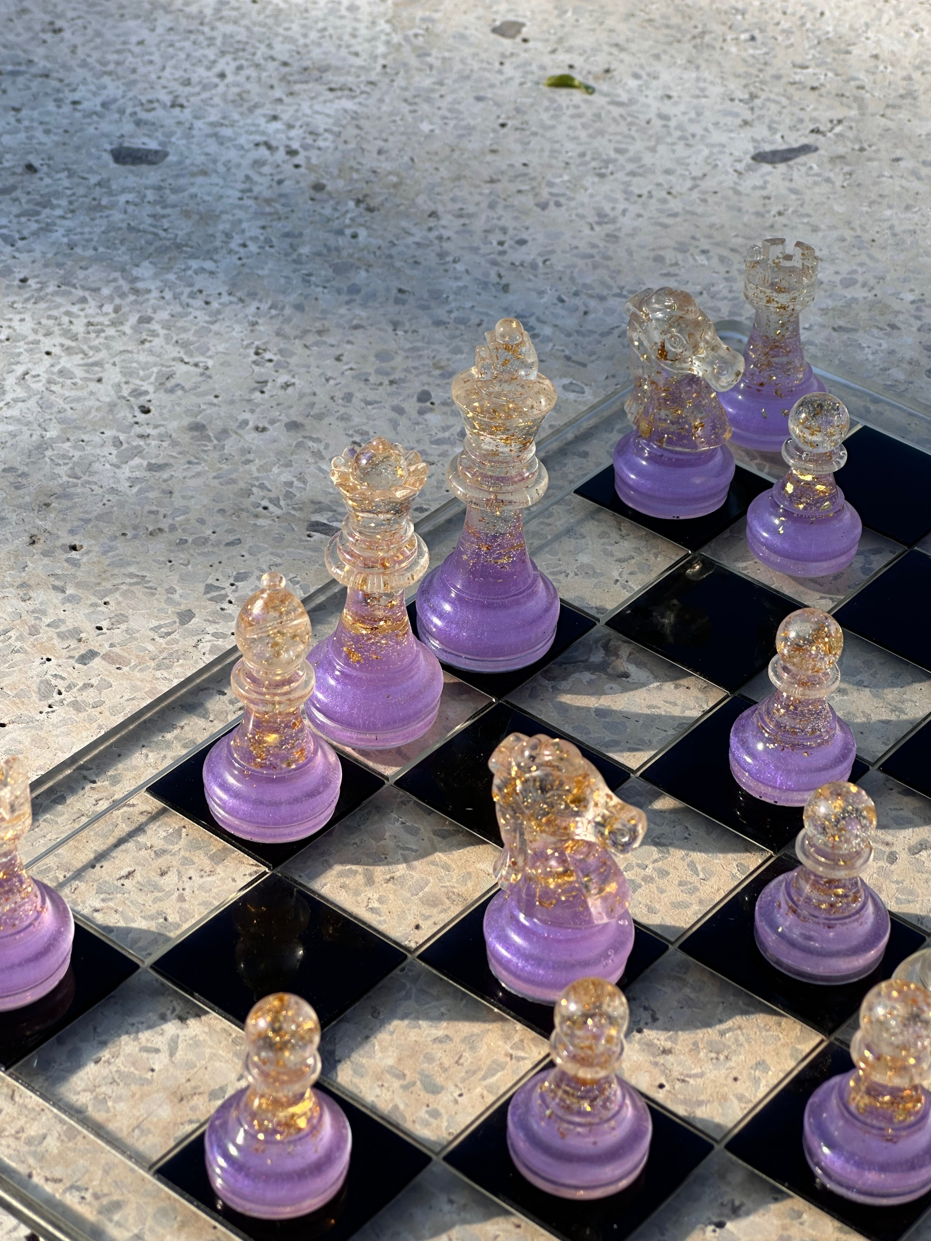 Lilac Purple Resin Chess Set