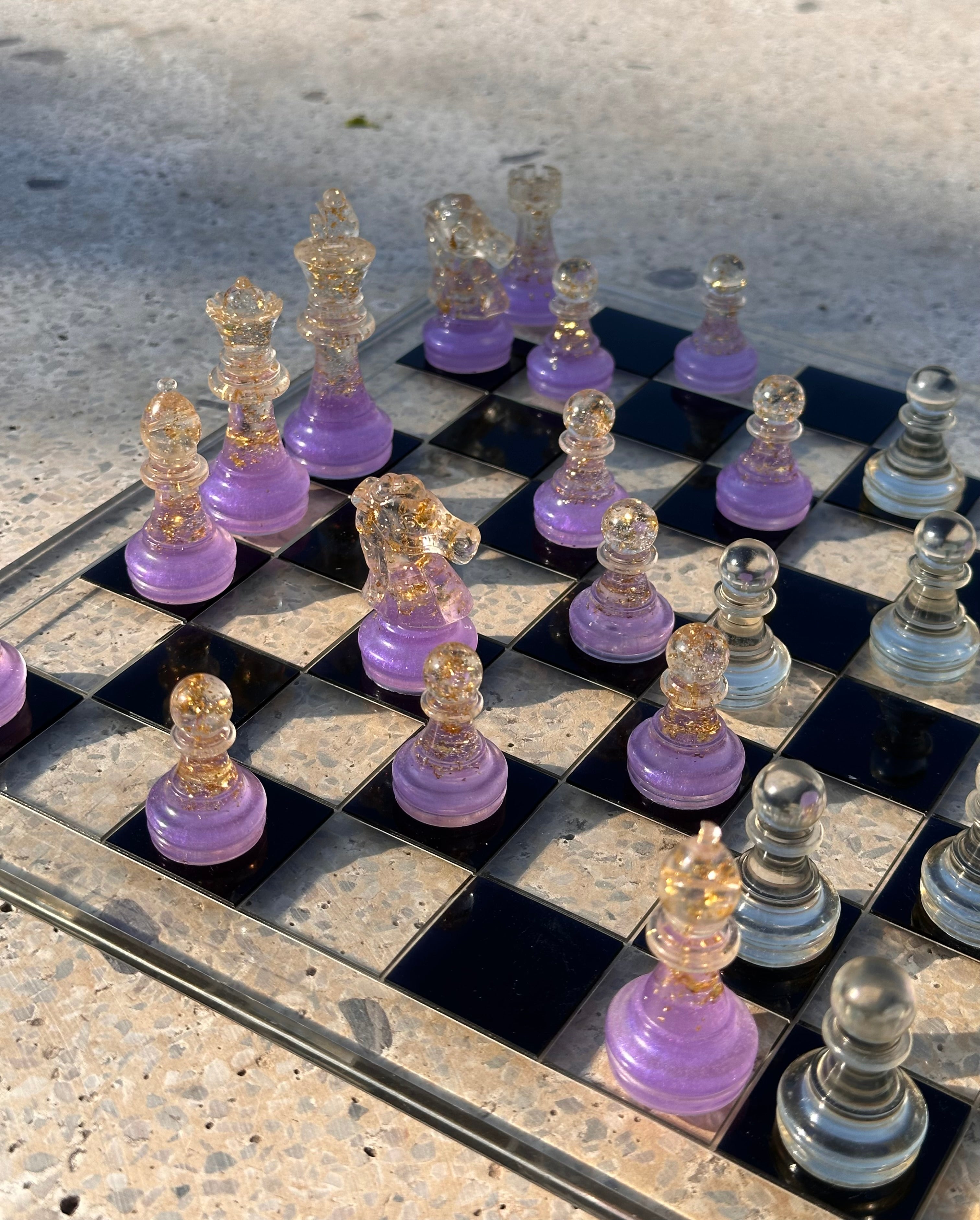 Lilac Purple Resin Chess Set