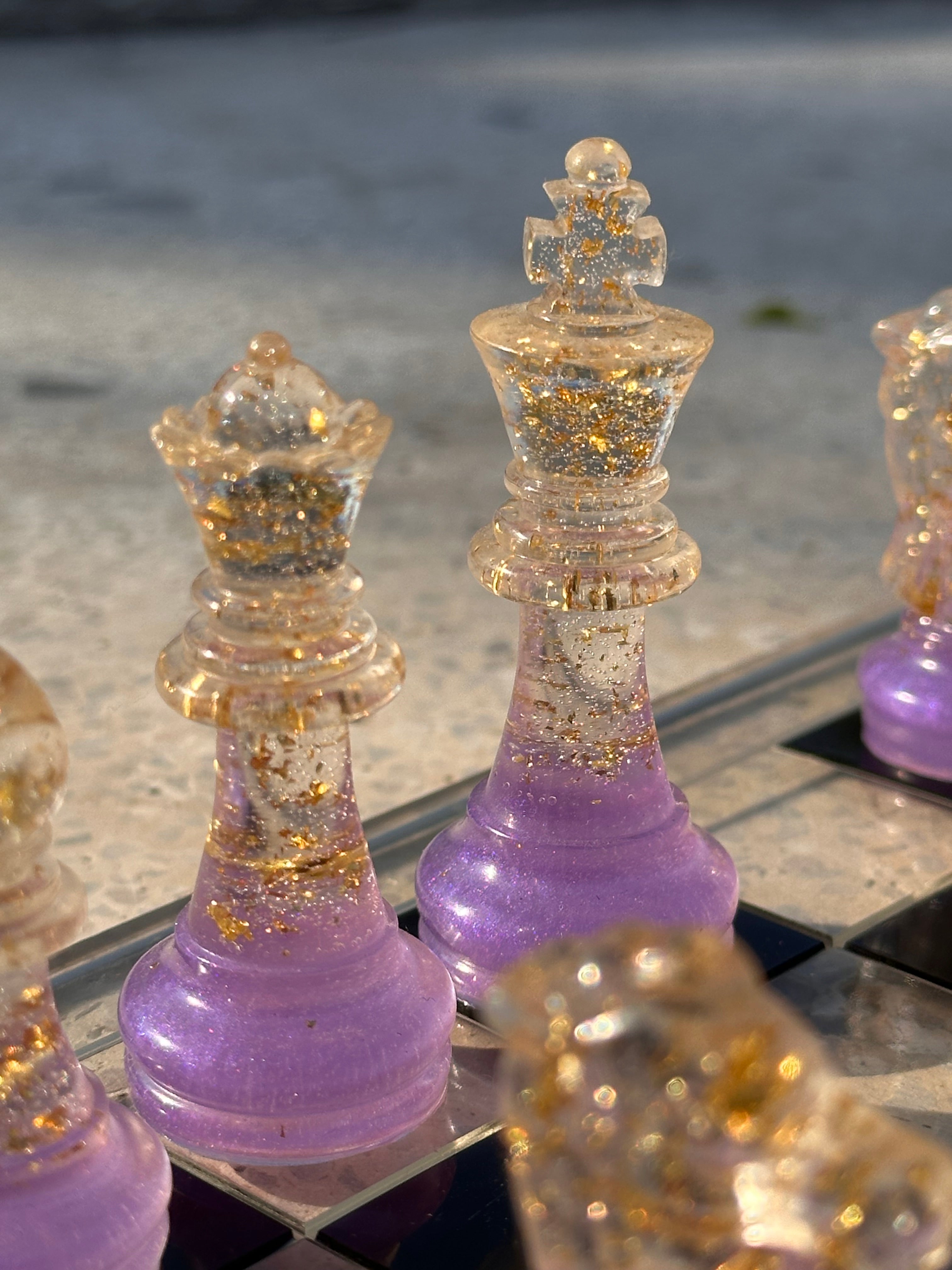 Lilac Purple Resin Chess Set