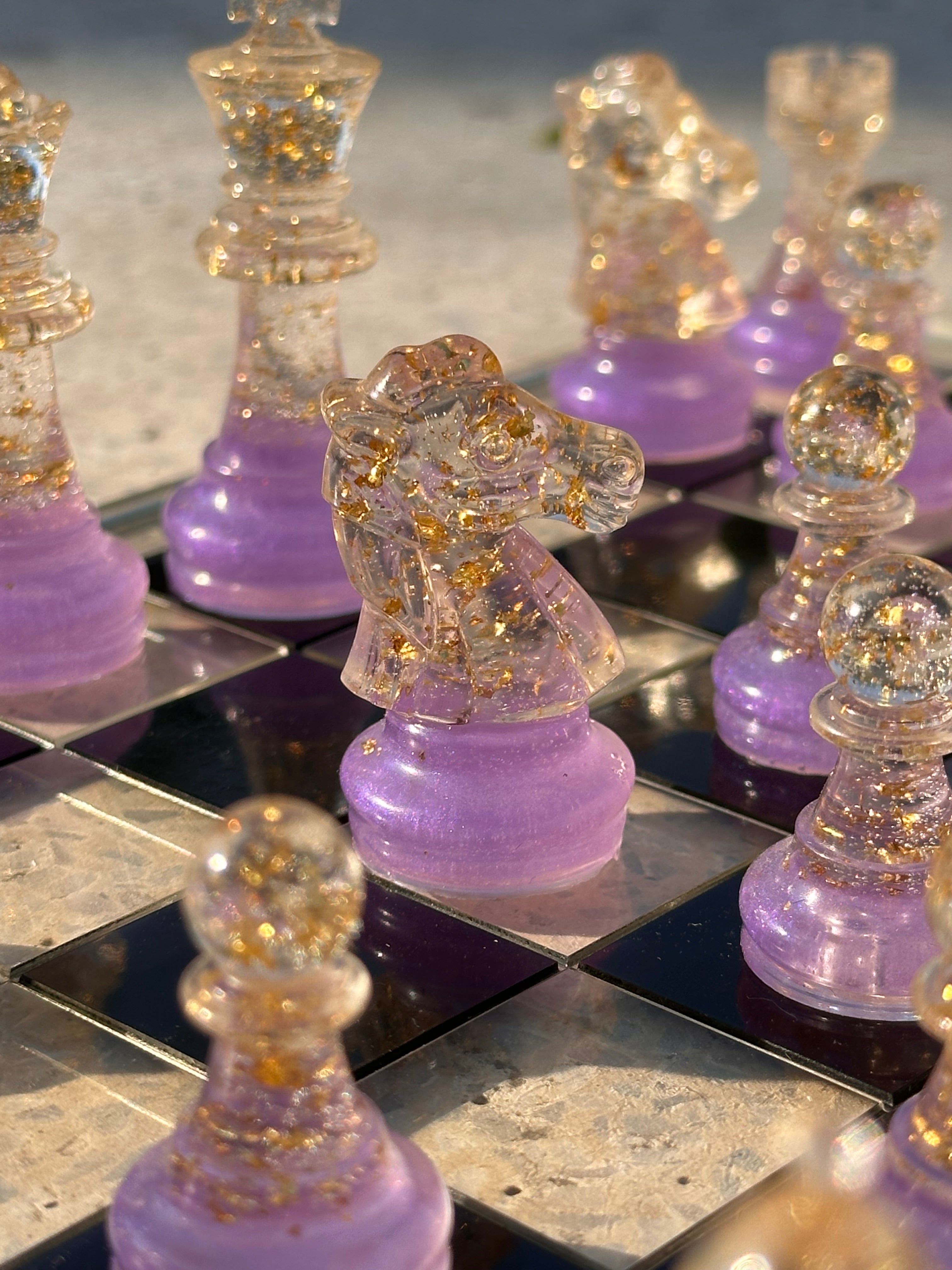 Lilac Purple Resin Chess Set