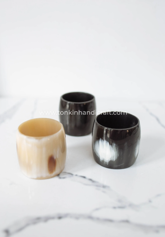 Personalized Set of 6 Buffalo Horn Napkin Ring Natural Gift Box