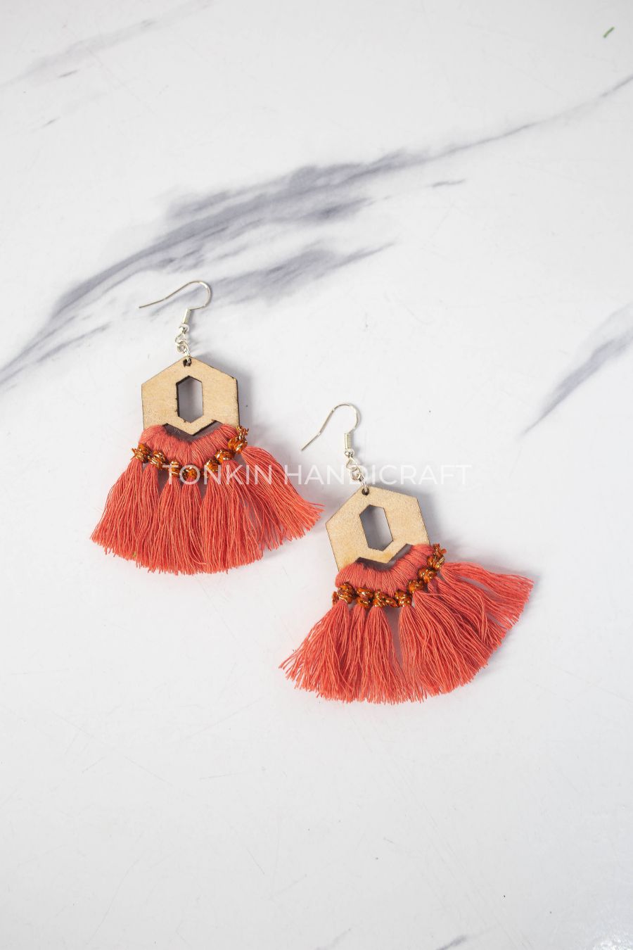 Pik Macrame Wooden Earrings