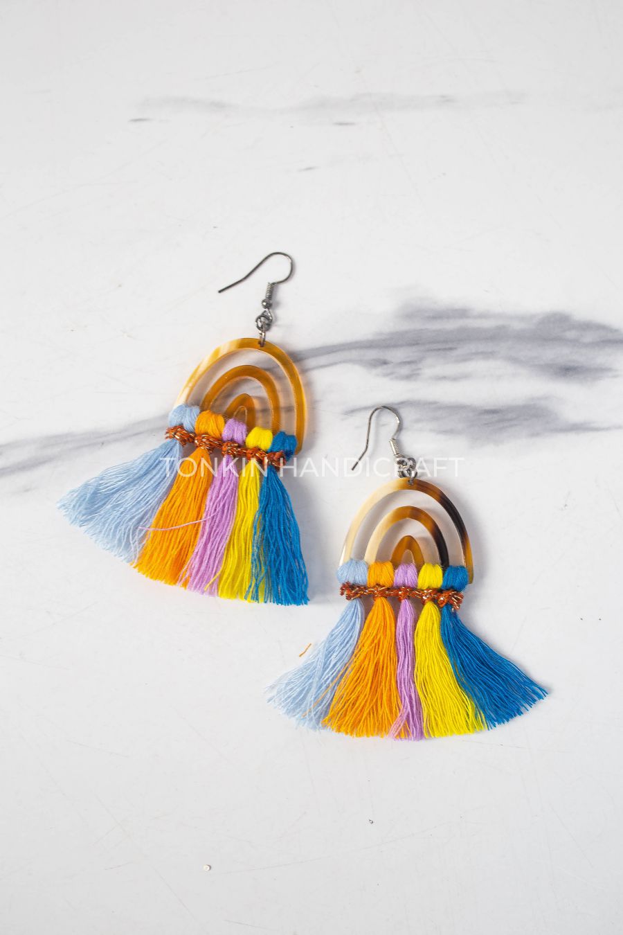 Bluen Macrame Horn Earrings