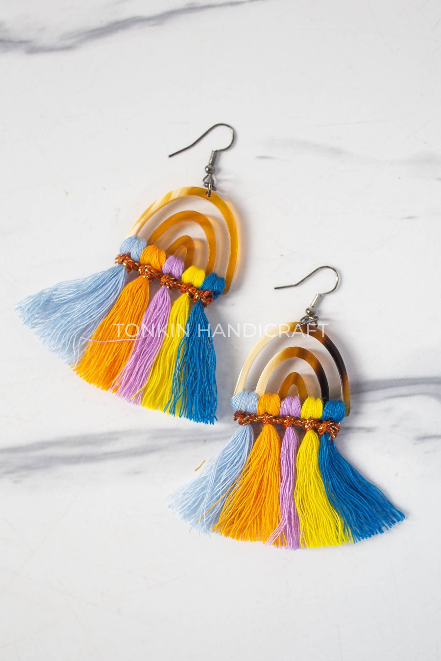 Bluen Macrame Horn Earrings