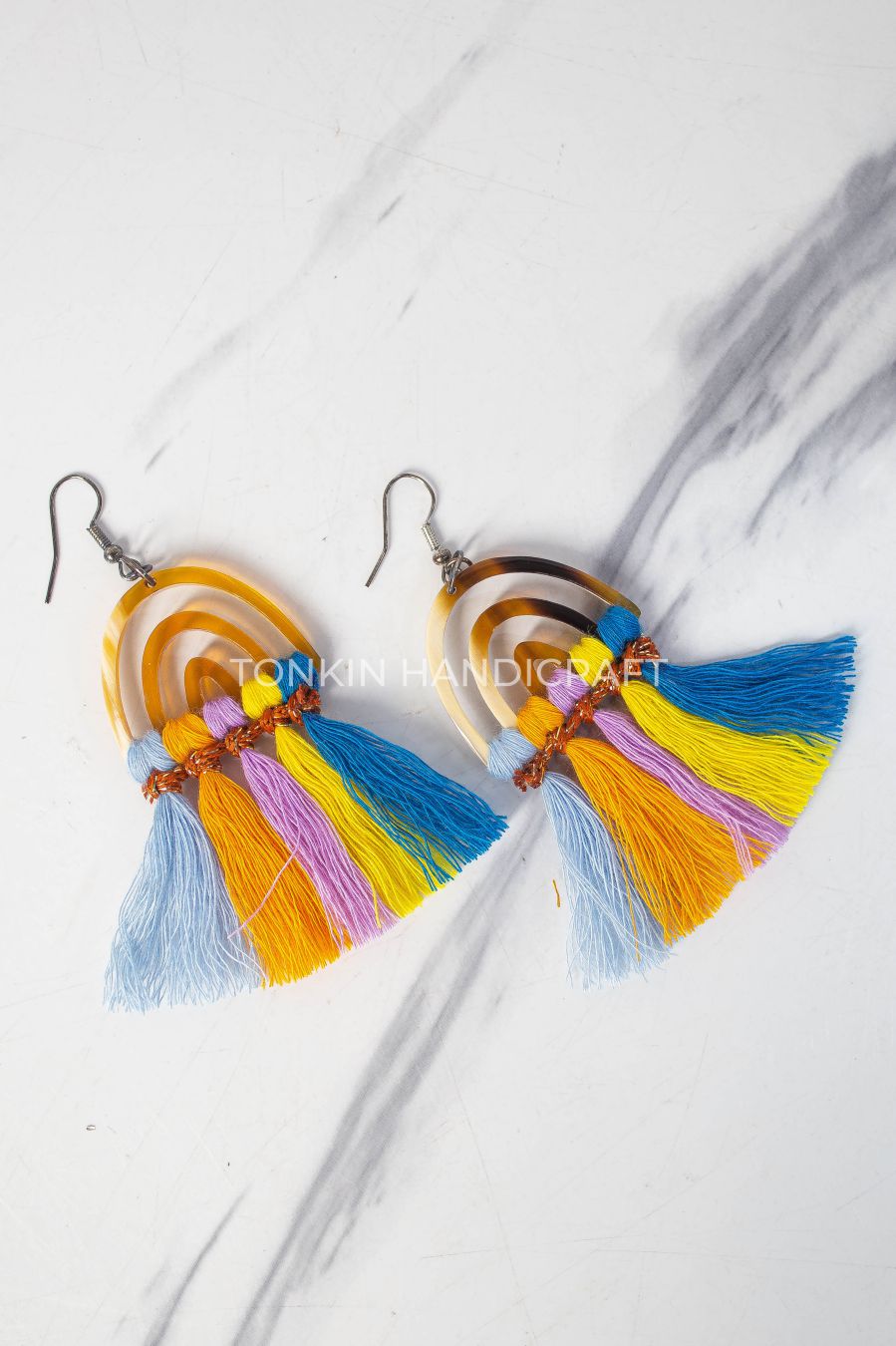 Bluen Macrame Horn Earrings