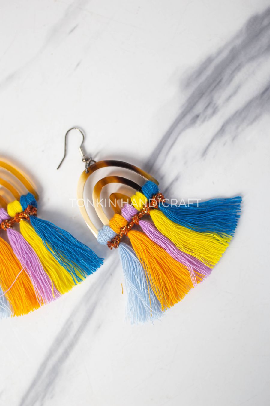 Bluen Macrame Horn Earrings