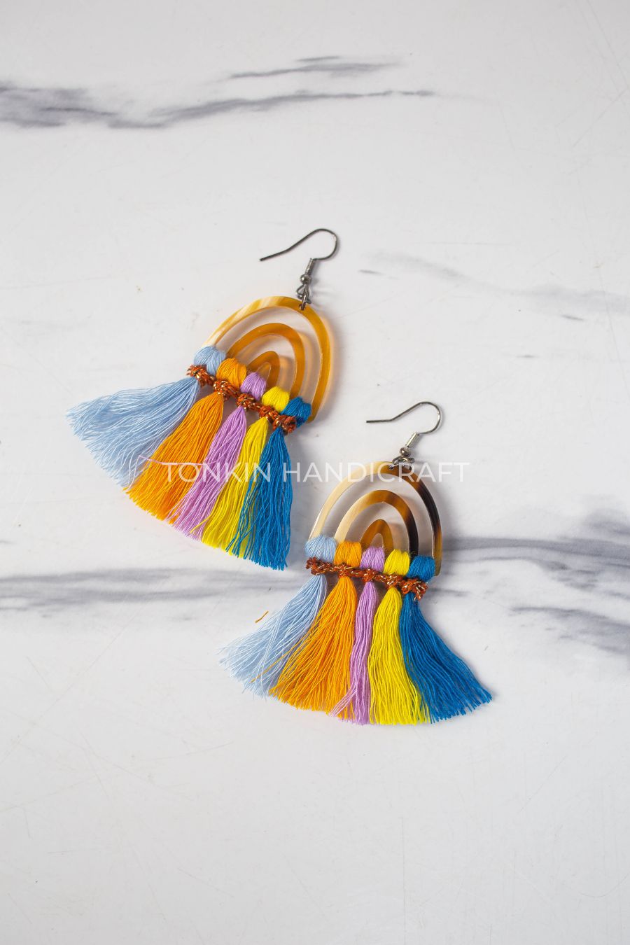 Bluen Macrame Horn Earrings