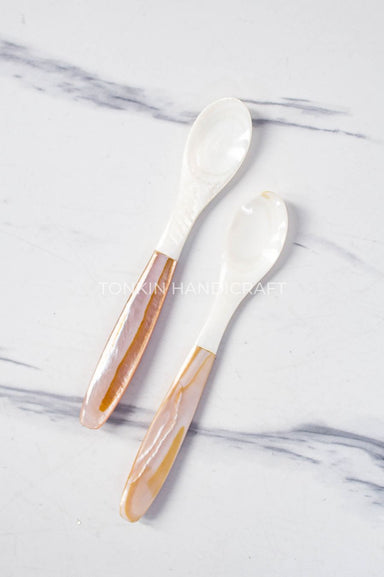 Personalized Long Mother of Pearl Seashell Caviar Spoon - TONKIN HANDICRAFT