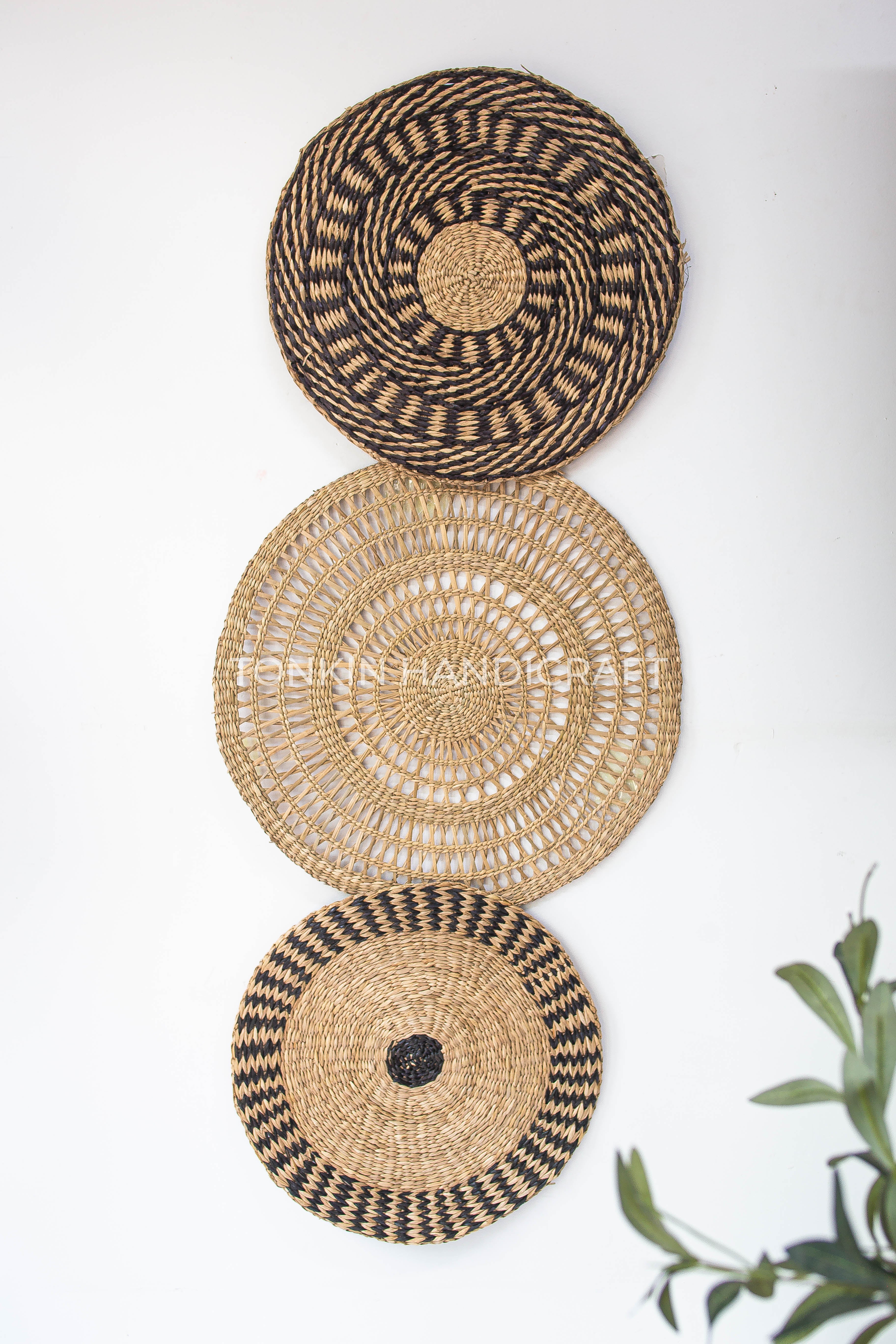 Set of 3 Wall Home Decor Woven Basket