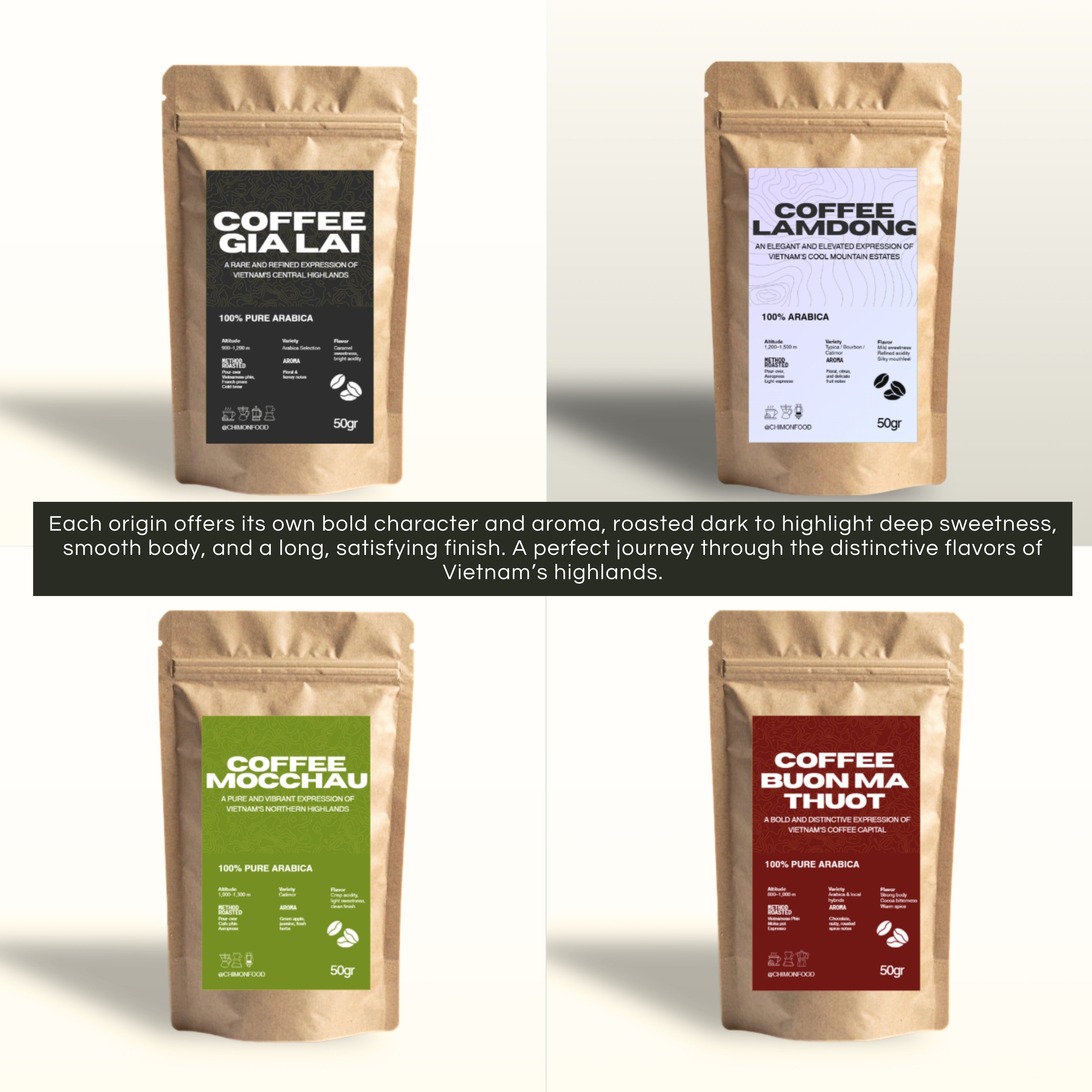 Vietnamese Coffee Sampler Box | 100% Premium Arabica Whole bean Sample