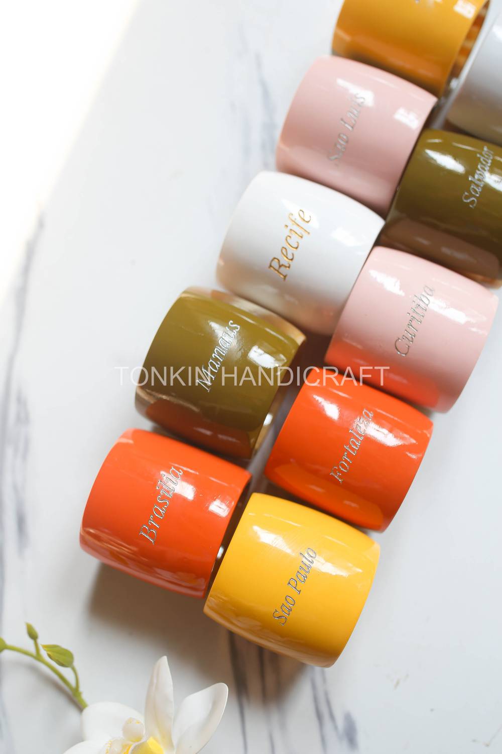 Plum Pink Horn Long Napkin Ring