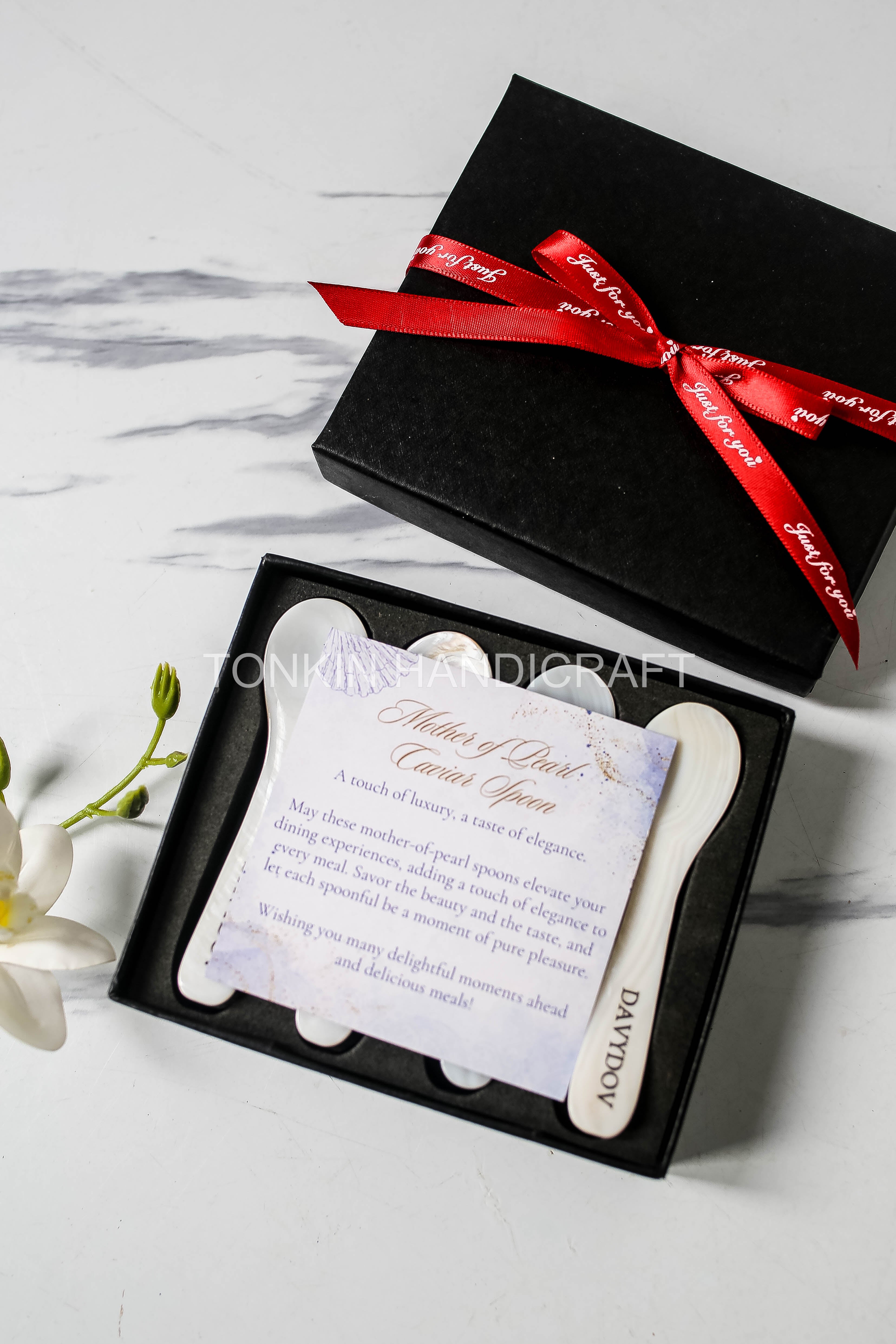 Personalized Set 6 Moo Mother of Pearl Caviar Spoon Gift Set