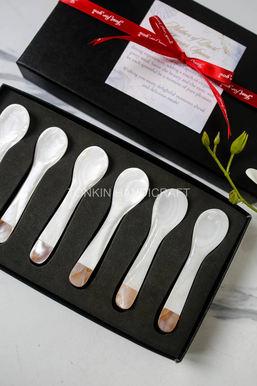 Personalized Set 6 Pik Mother of Pearl Caviar Spoon Gift Box